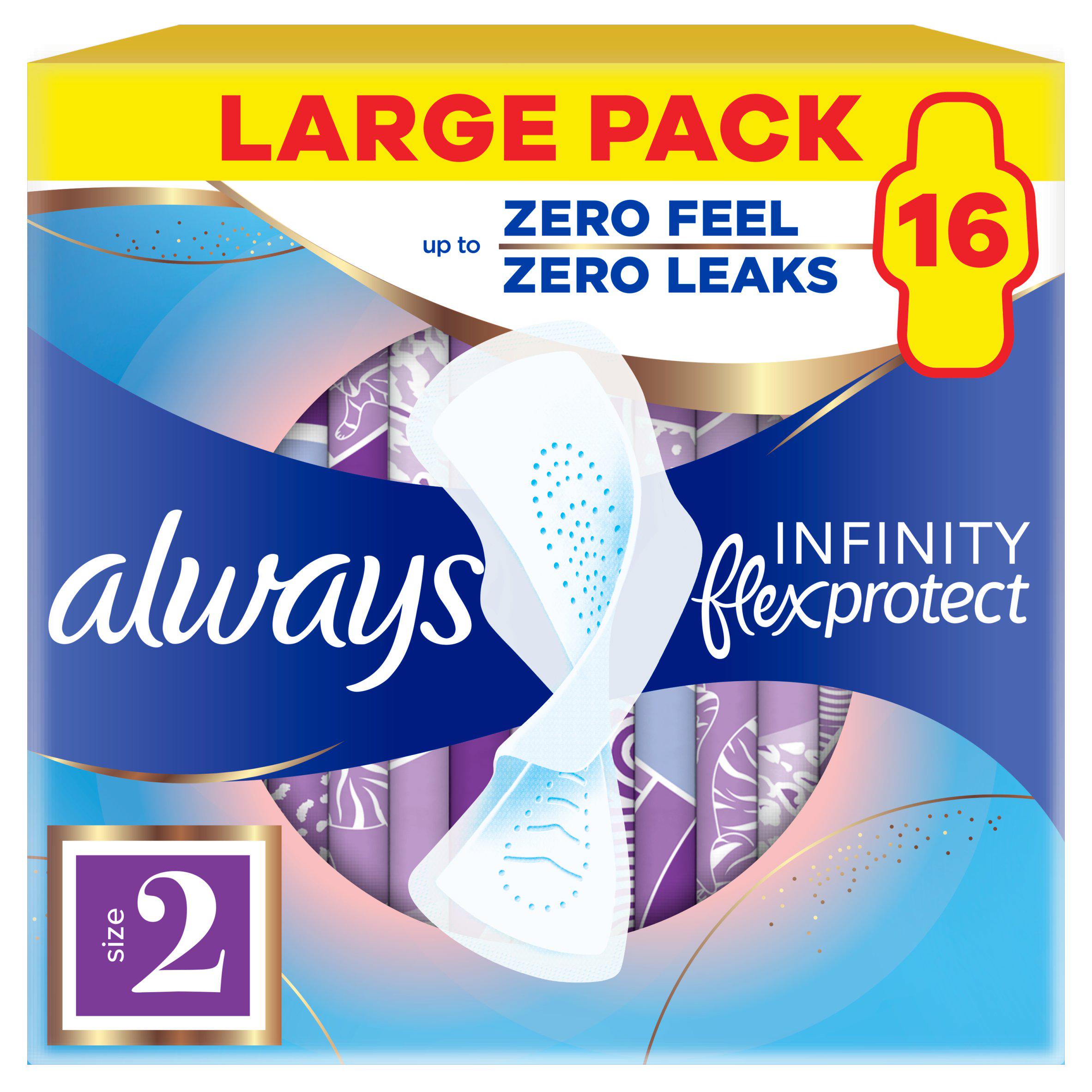 Always Flexprotect Sanitary Towels Long Size 2 with Wings Pads x16