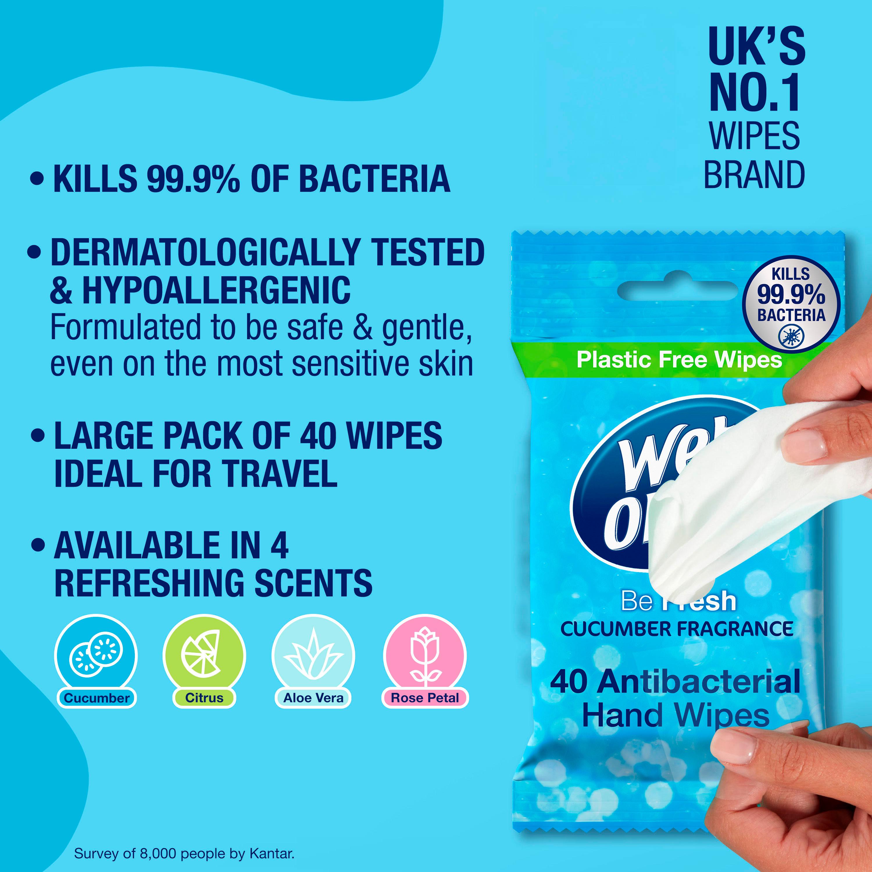 Wet Ones Be Fresh Refreshing Cucumber Fragrance Hand Wipes x40 thumbnail 2
