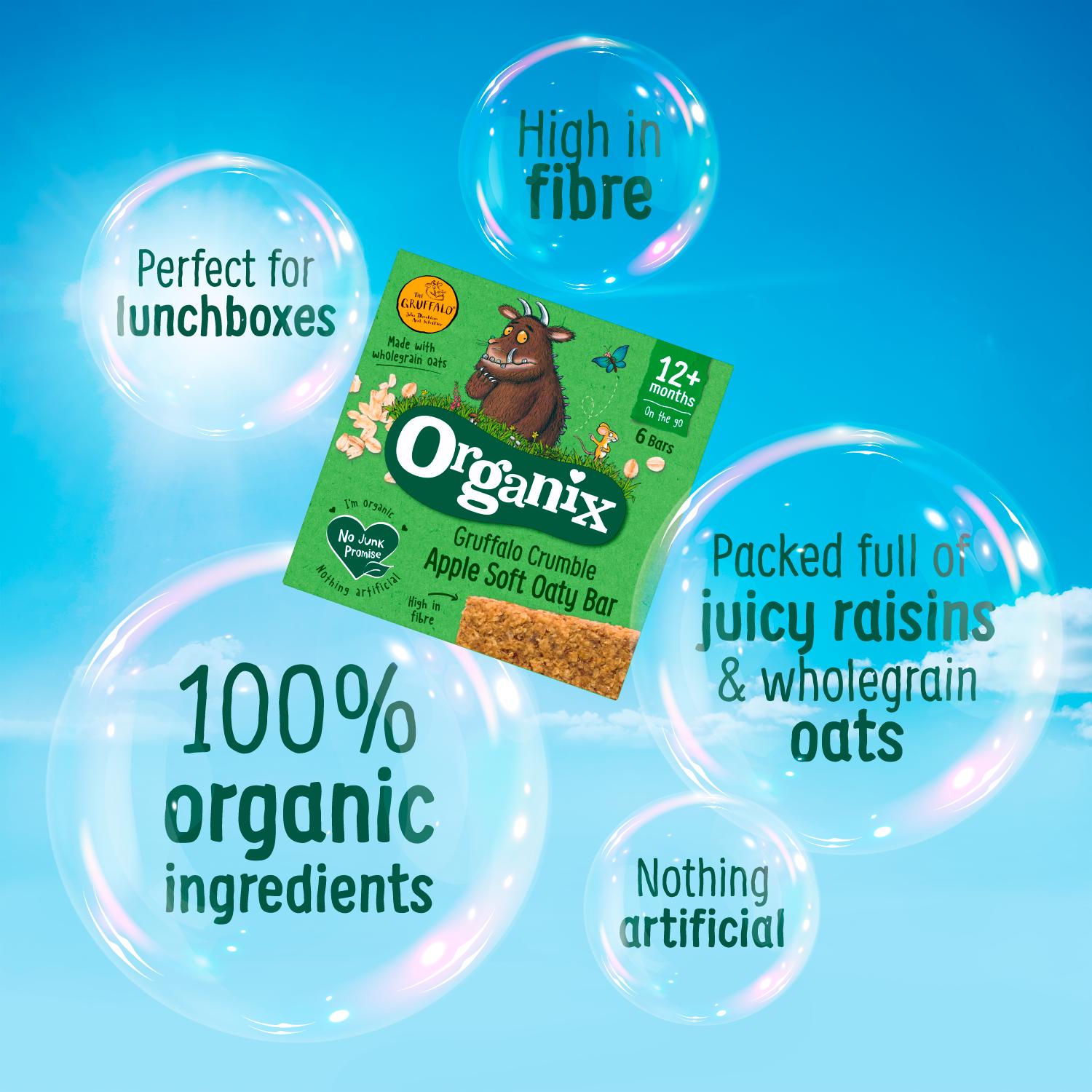 Organix 6 x 23g Gruffalo Crumble Apple Oaty Bars Toddler Multipack Snacks thumbnail 2