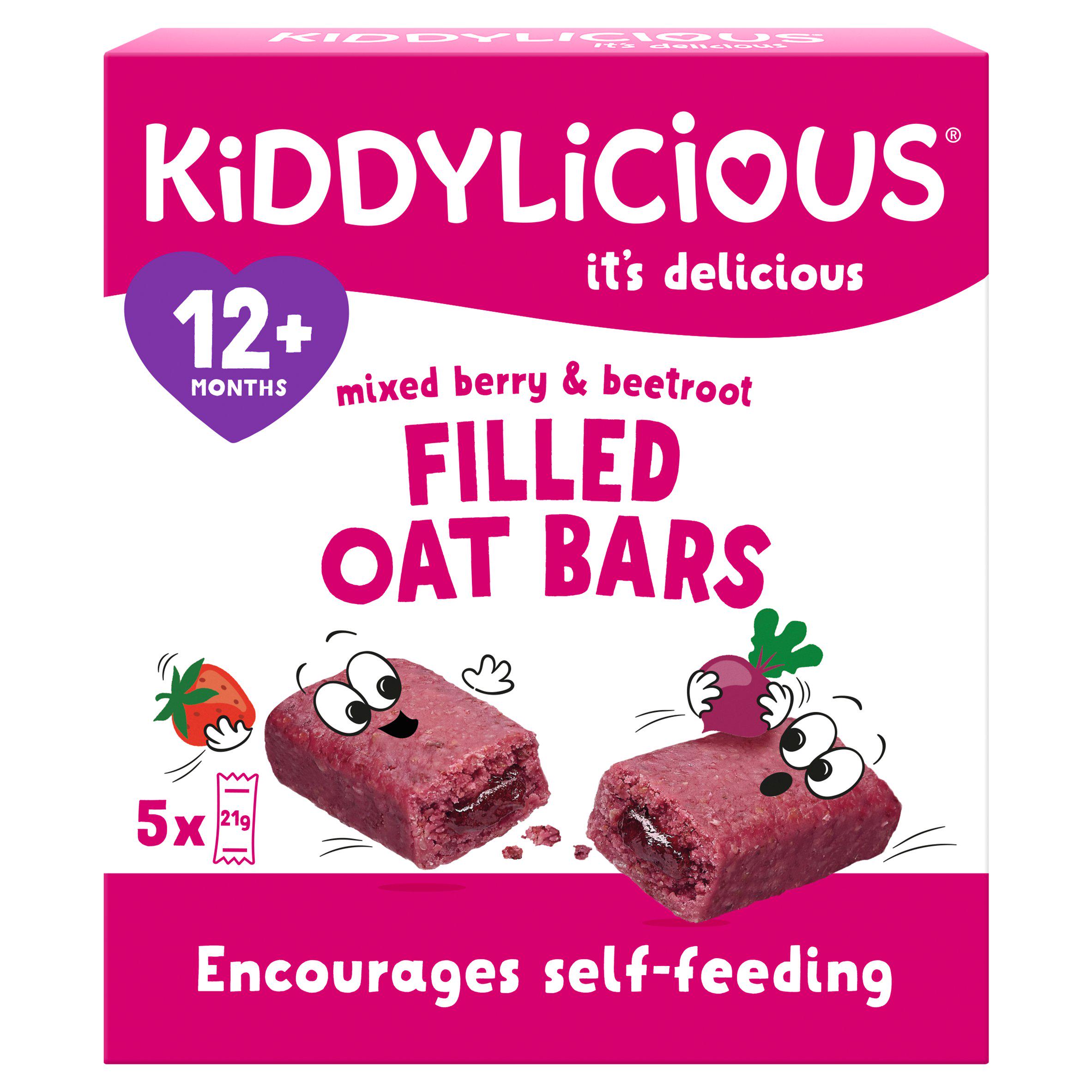 Kiddylicious Mixed Berry & Beetroot Filled Oat Bars 12+ Months 5 x 21g