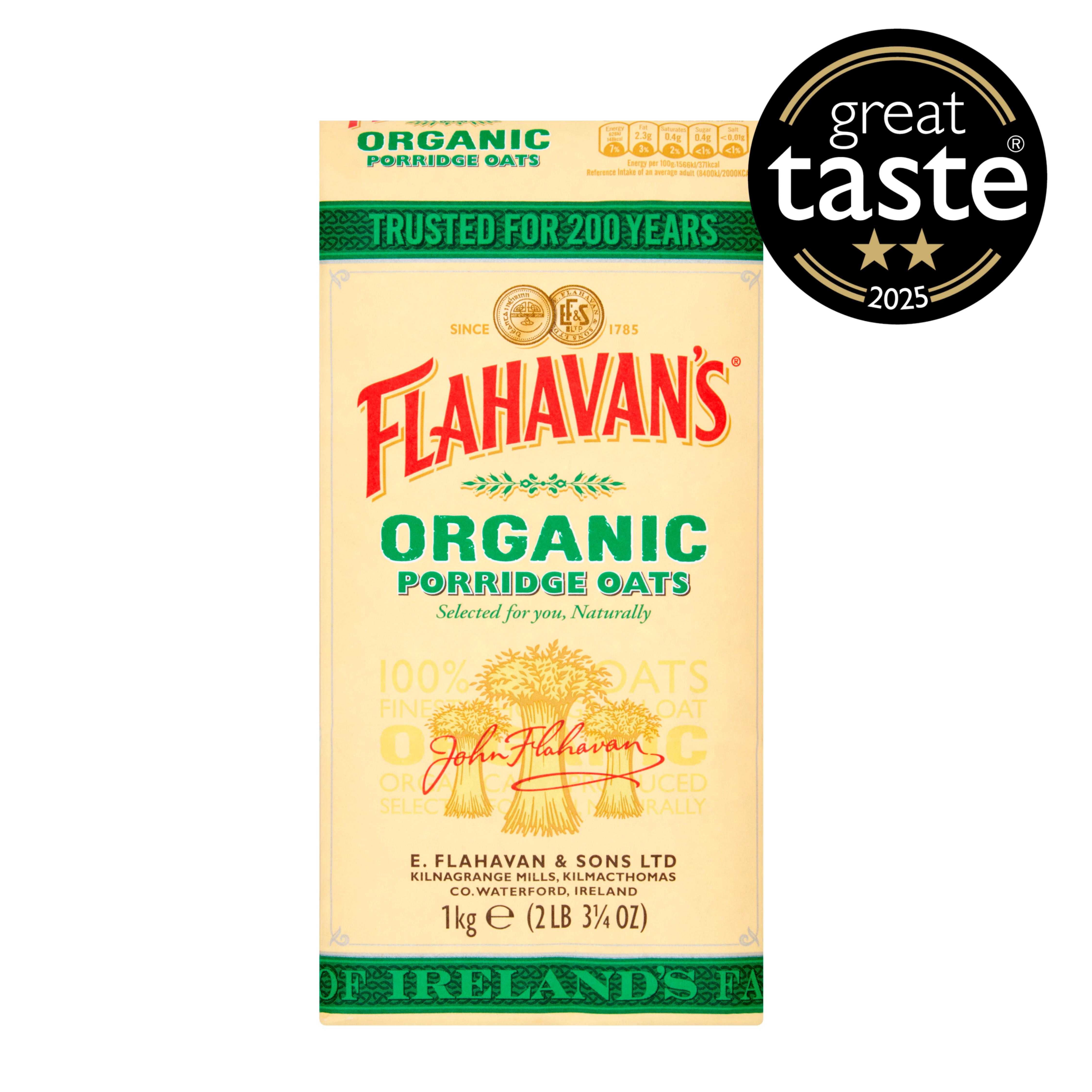 Flahavan's Organic Porridge Oats 1kg thumbnail 2