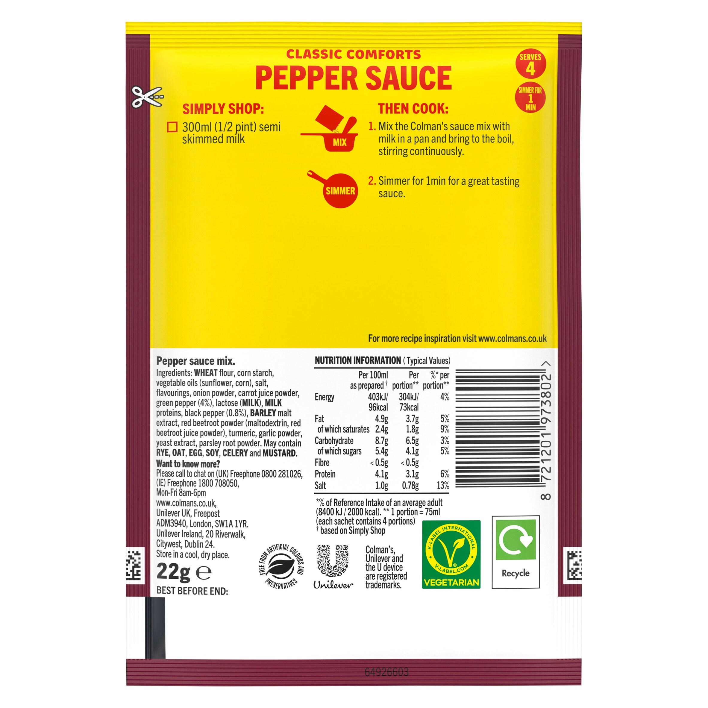 Colman's Classic Comforts Pepper Sauce Mix 22g thumbnail 2