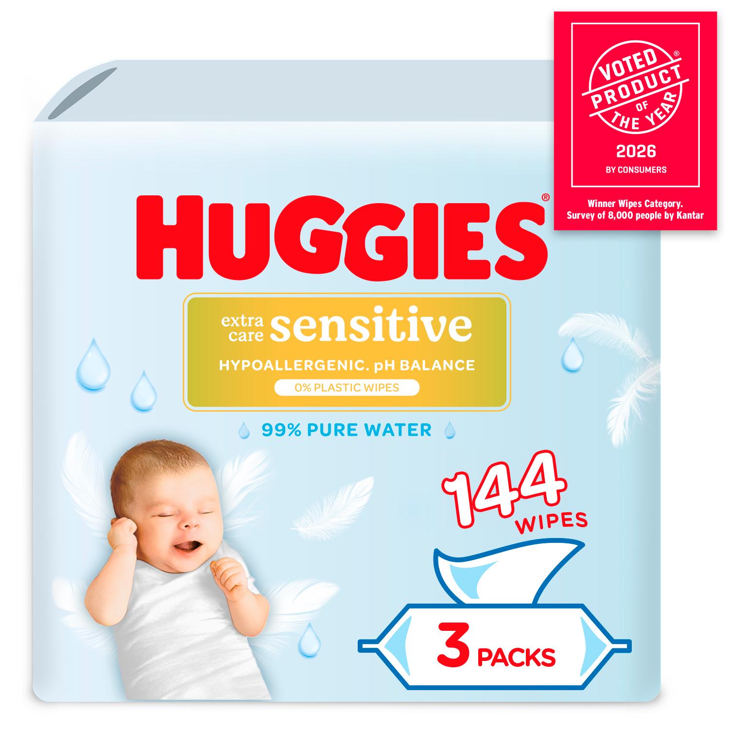 Huggies Pure Extra Care Sensitive Plastic Free Baby Wipes 3 x 48 thumbnail 2