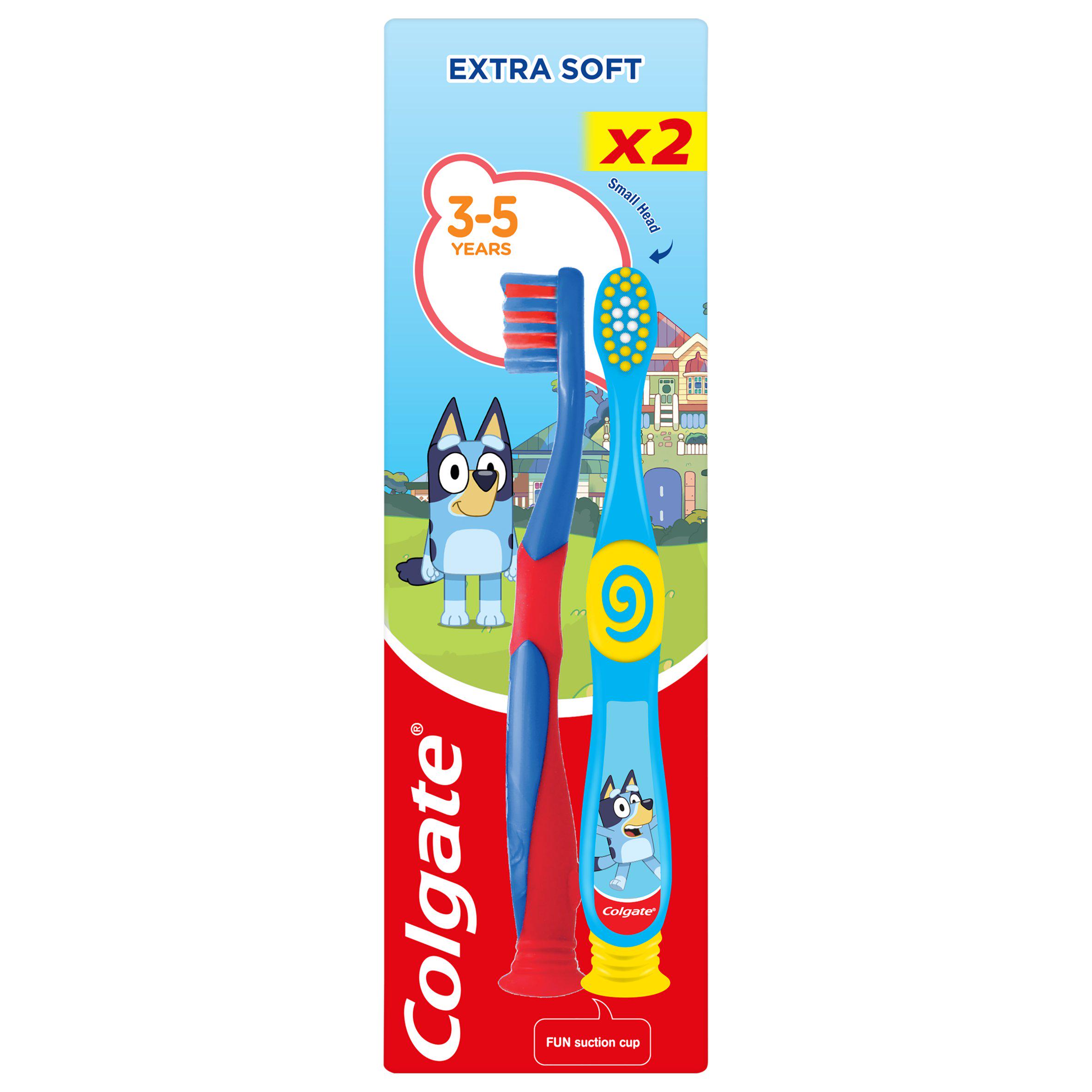 Colgate Kids 3-5 Years Bluey Extra Soft Manual Toothbrush 2 Pack