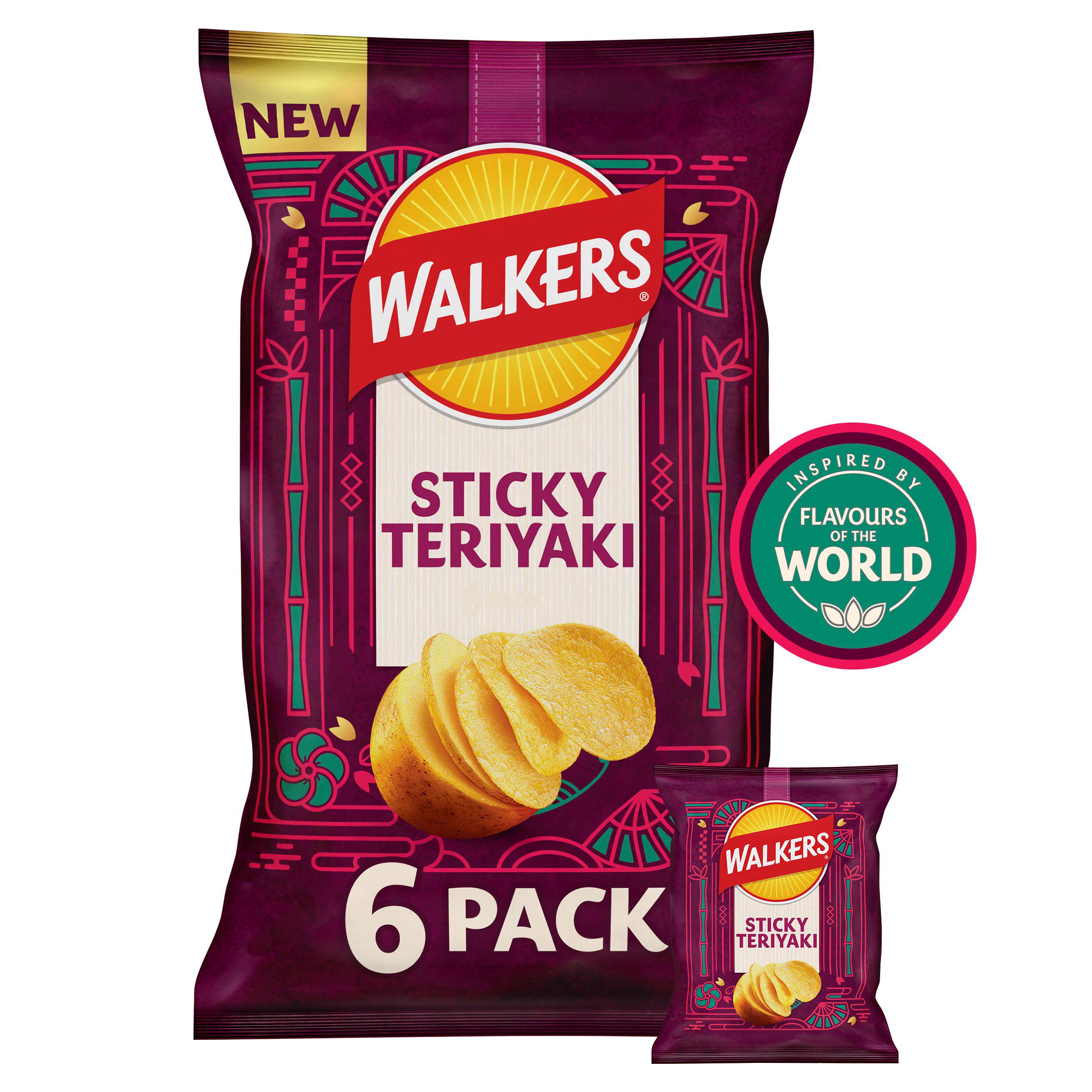 Walkers Sticky Teriyaki Flavour Sharing Crisps Multipack 6x25g