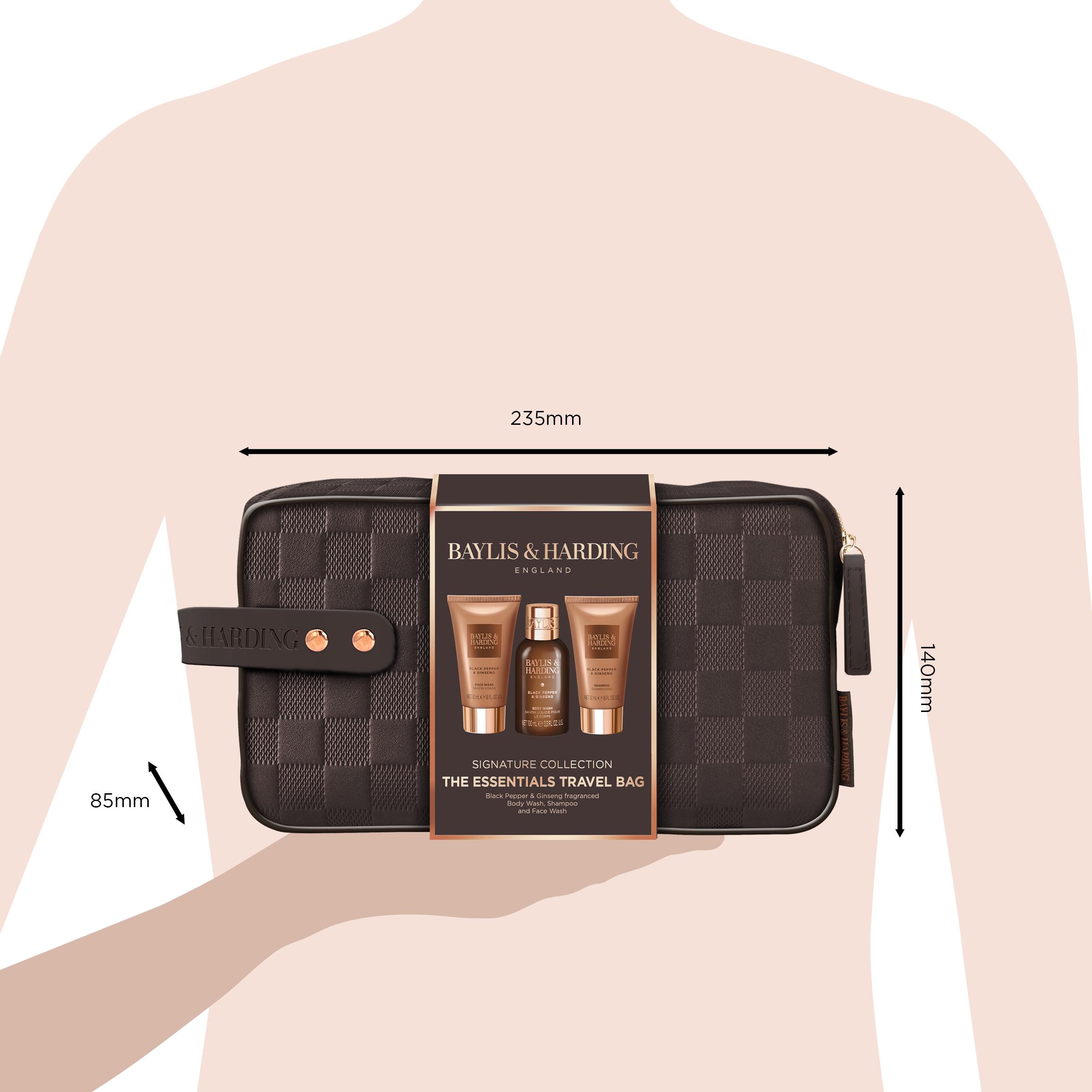 Baylis & Harding Black Pepper & Ginseng Men's the Essentials Travel Wash Bag Gift Set thumbnail 6