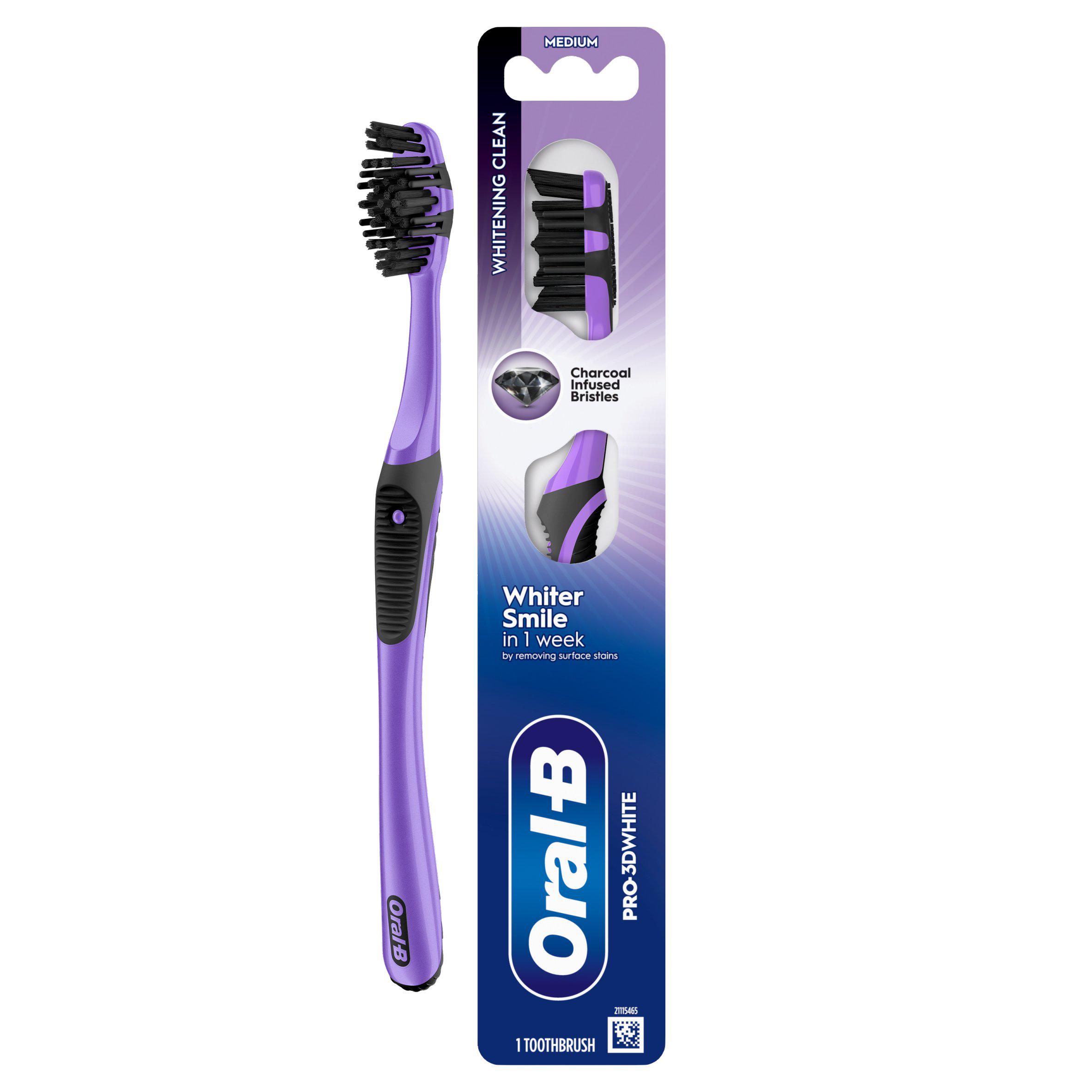 Oral B Pro 3D White Charcoal Manual Toothbrush Deep Clean & Whitening Medium