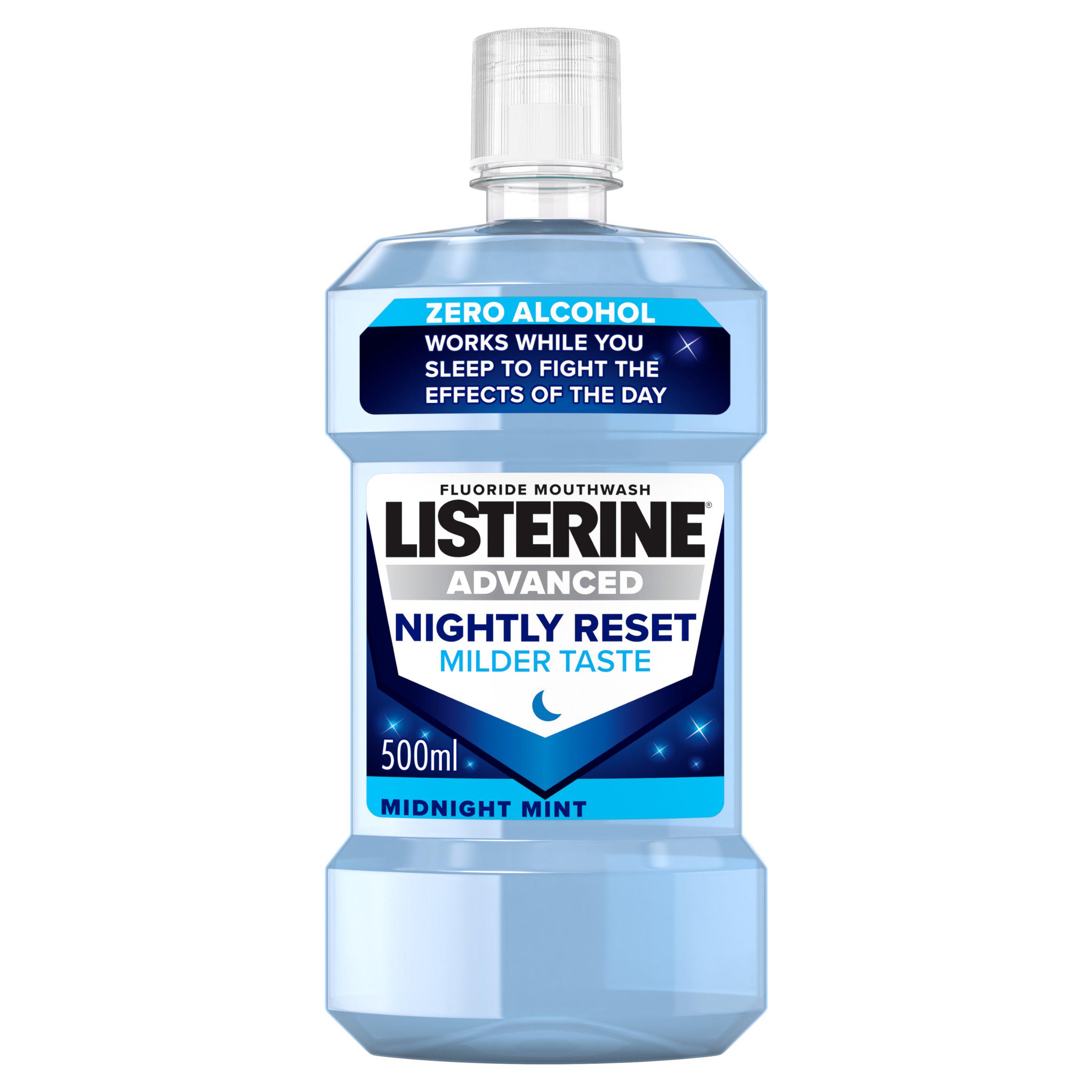 Listerine Advanced Nightly Reset Mouthwash Milder Taste Zero Alcohol