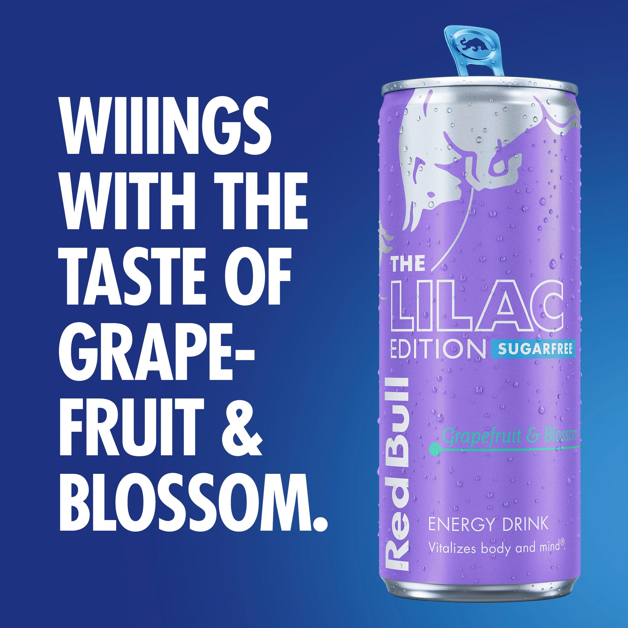 Red Bull Energy Drink Sugar Free Grapefruit & Blossom, Lilac Edition 4 x 250ml thumbnail 2