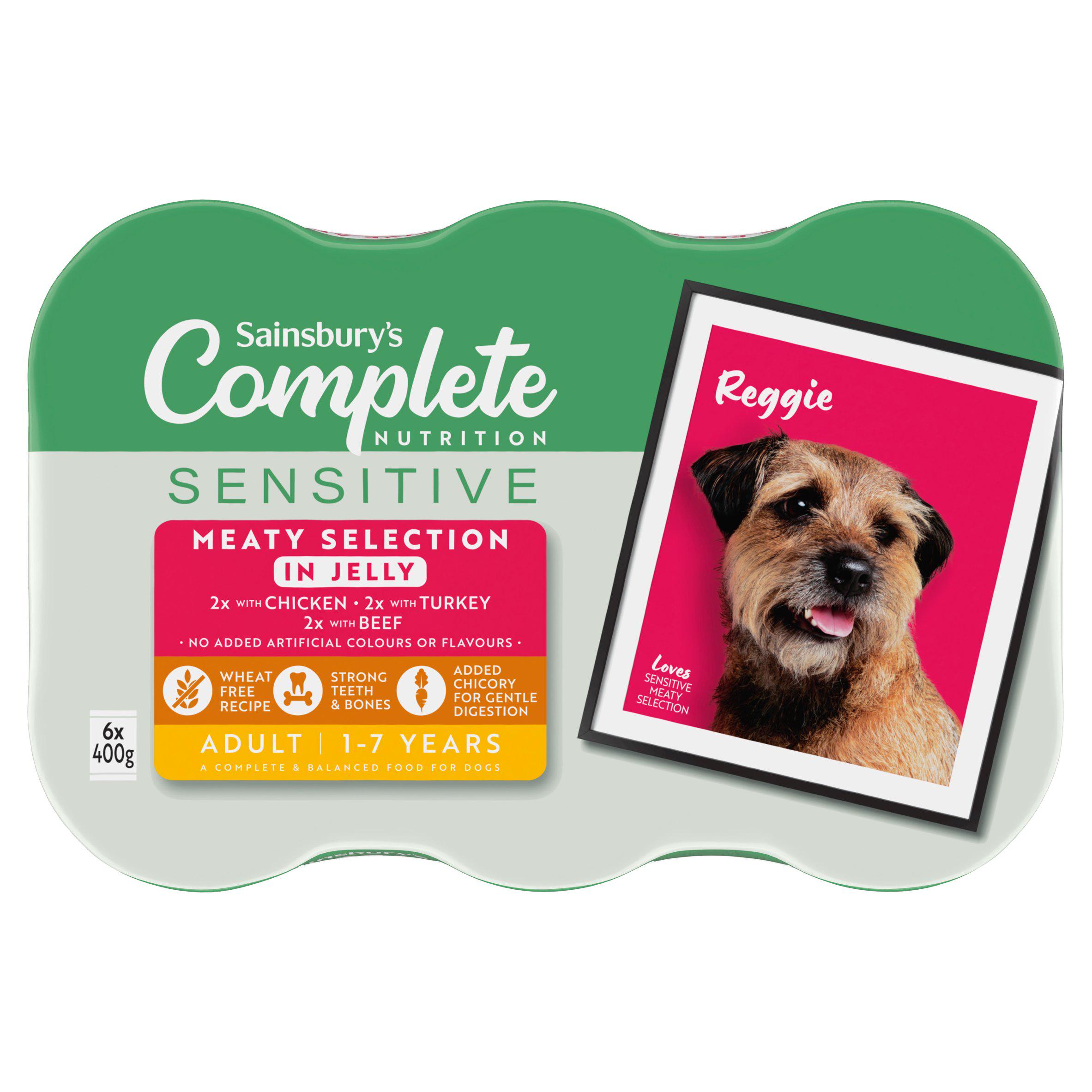 Sainsbury's 6 x 400g Adult Complete Nutrition Sensitive 1-7 Years Dog Food in Jelly