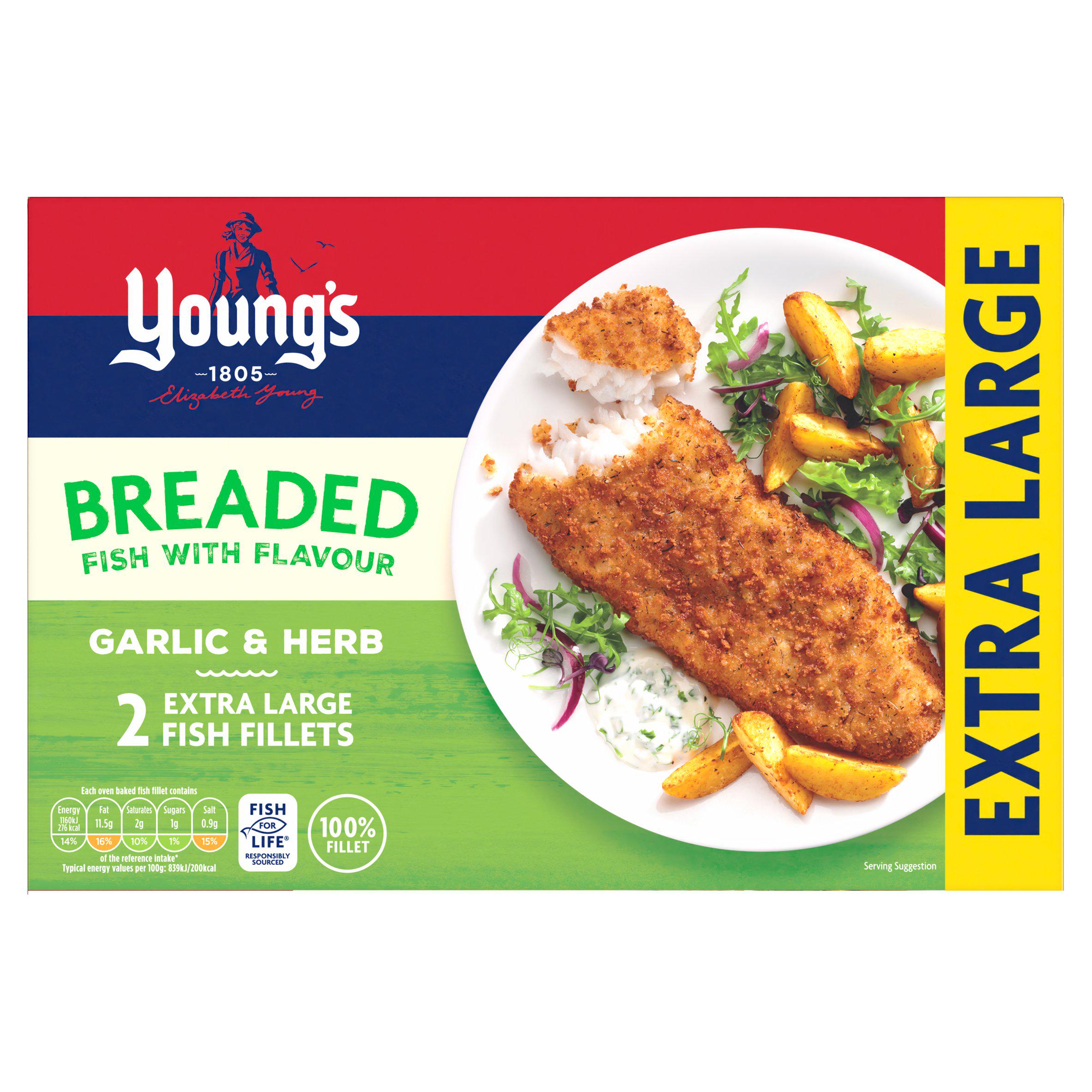 Young's 2 Garlic & Herb Extra Large Fish Fillets 300g