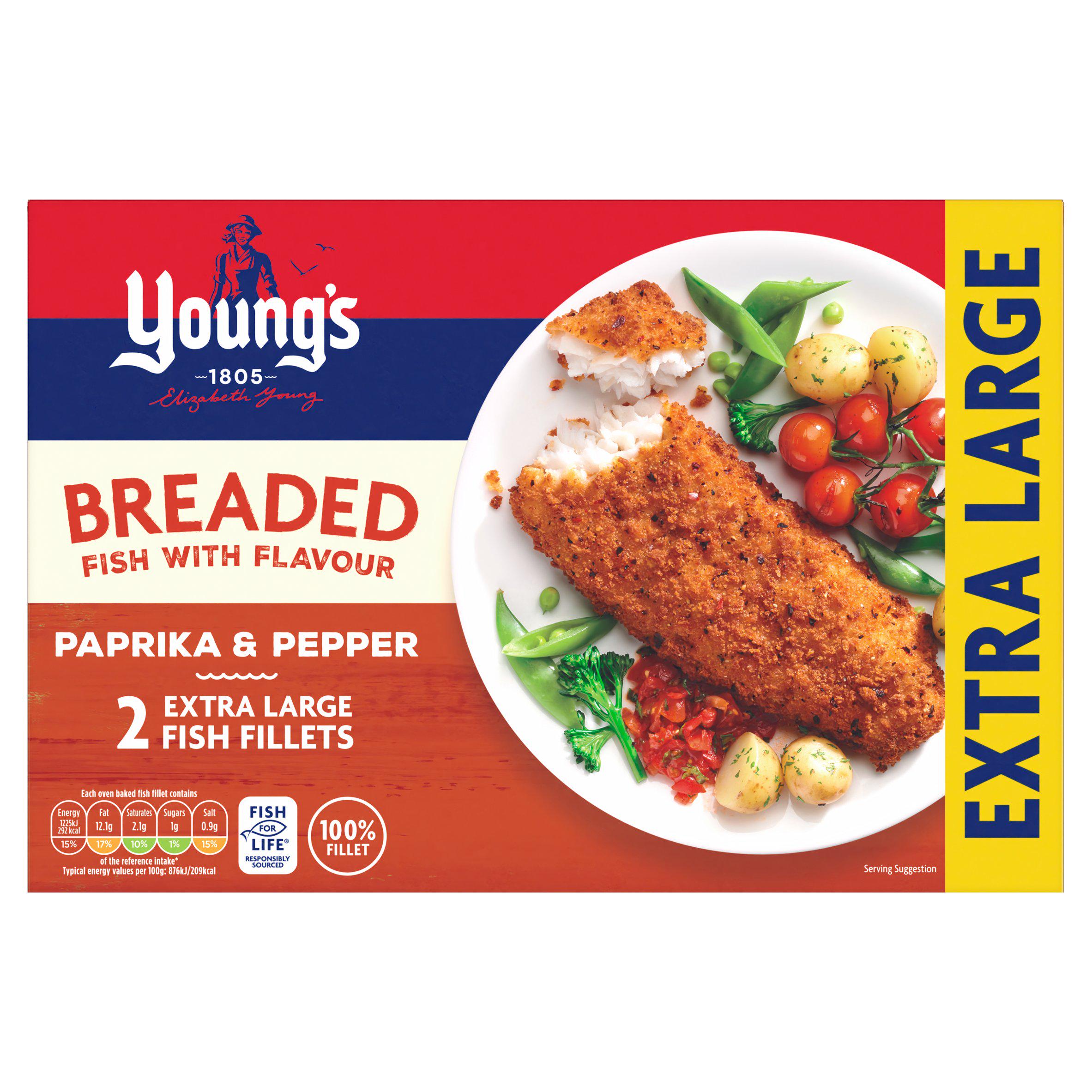 Young's 2 Paprika & Pepper Extra Large Fish Fillets 300g