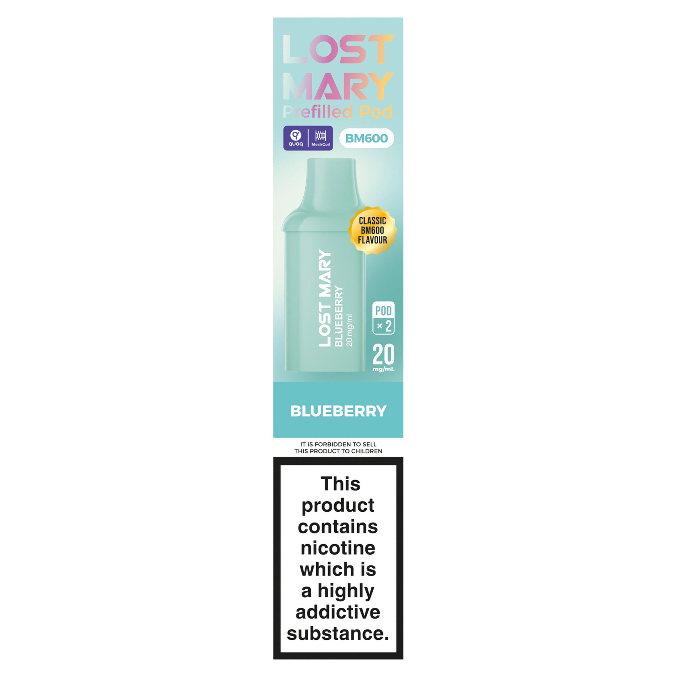 Lost Mary BM600 2 Blueberry Prefilled Pod 20mg/ml