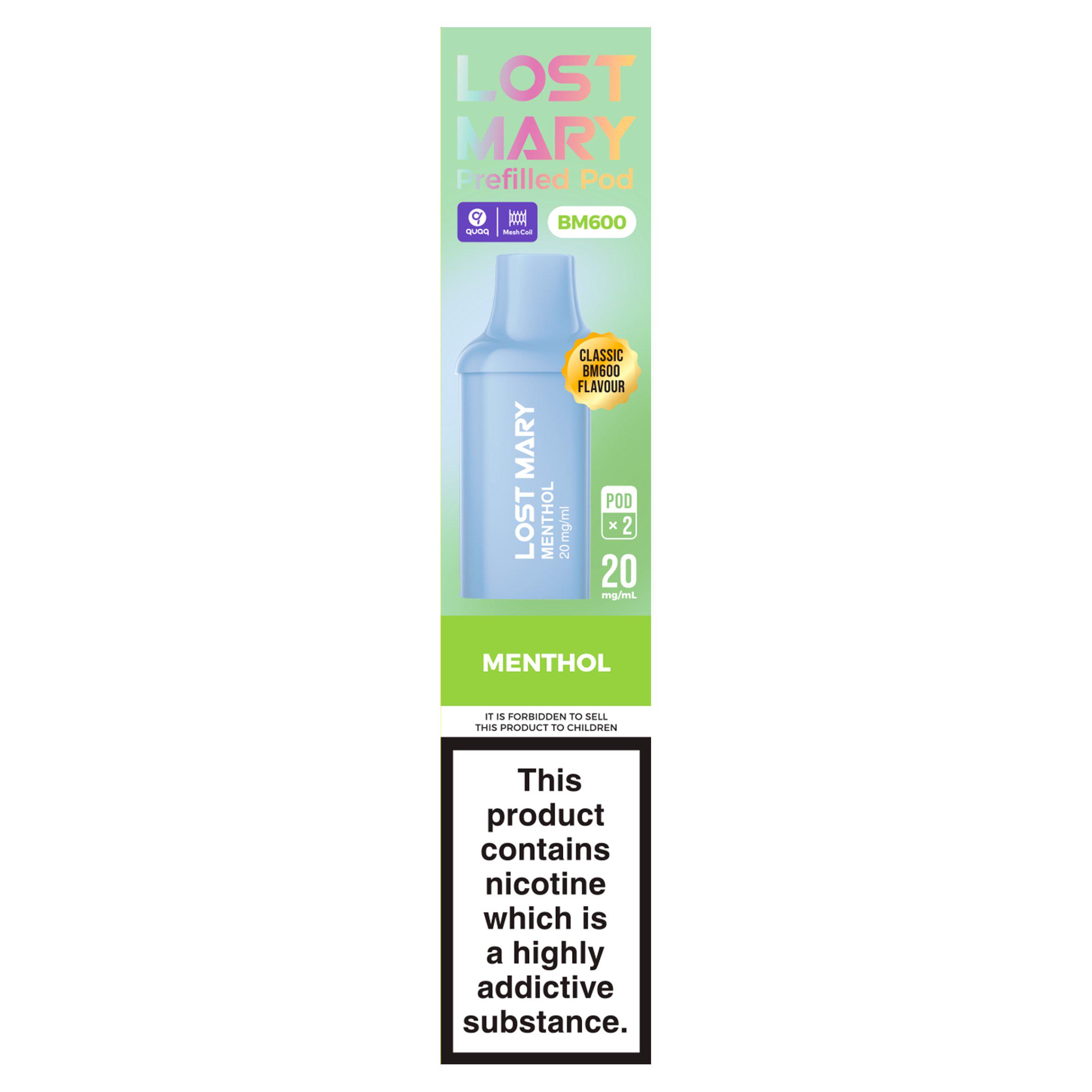 Lost Mary Classic BM600 Flavour 2 Menthol Prefilled Pod 20mg/ml