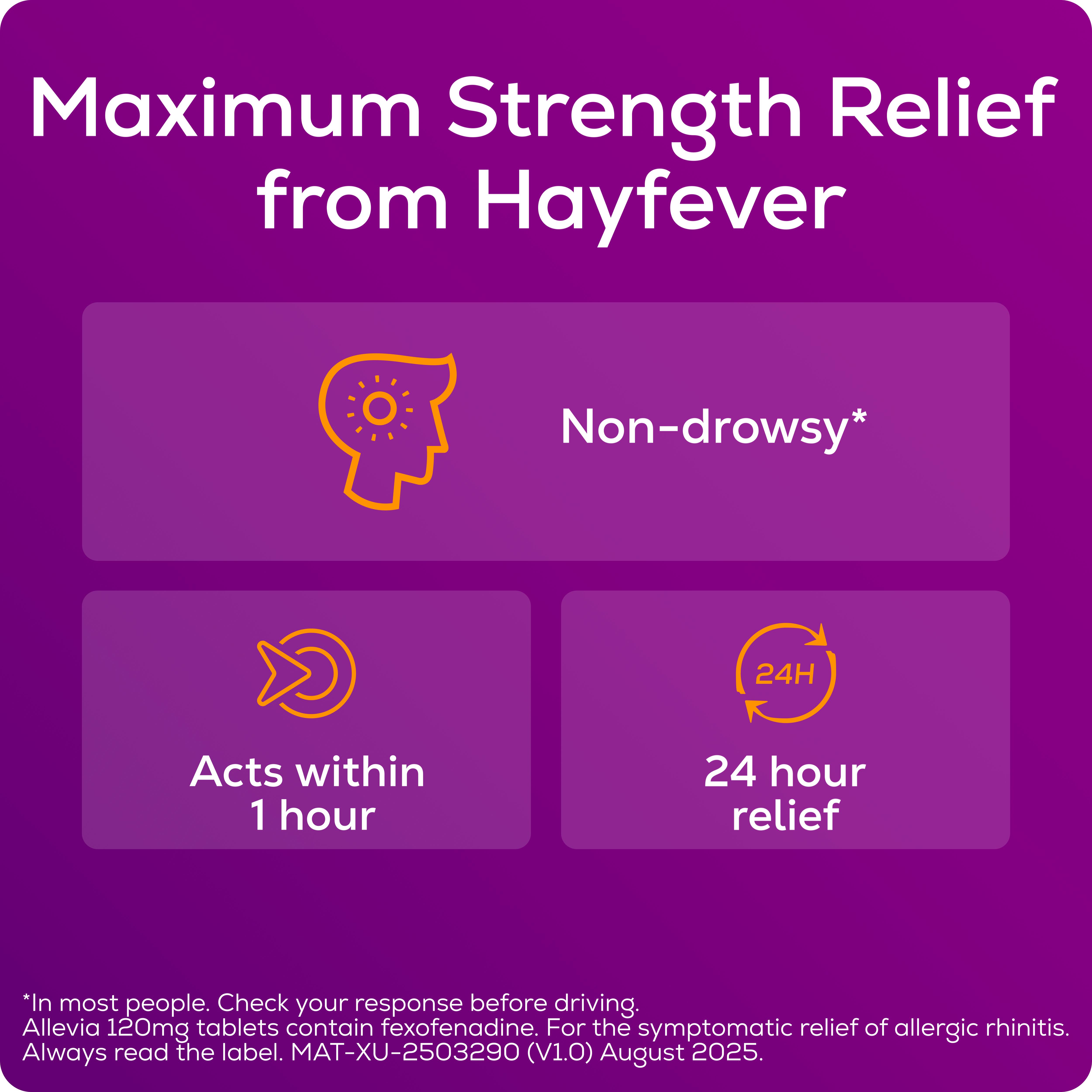 Allevia Hayfever & Allergy Relief Fexofenadine Tablets 120mg x7 thumbnail 4