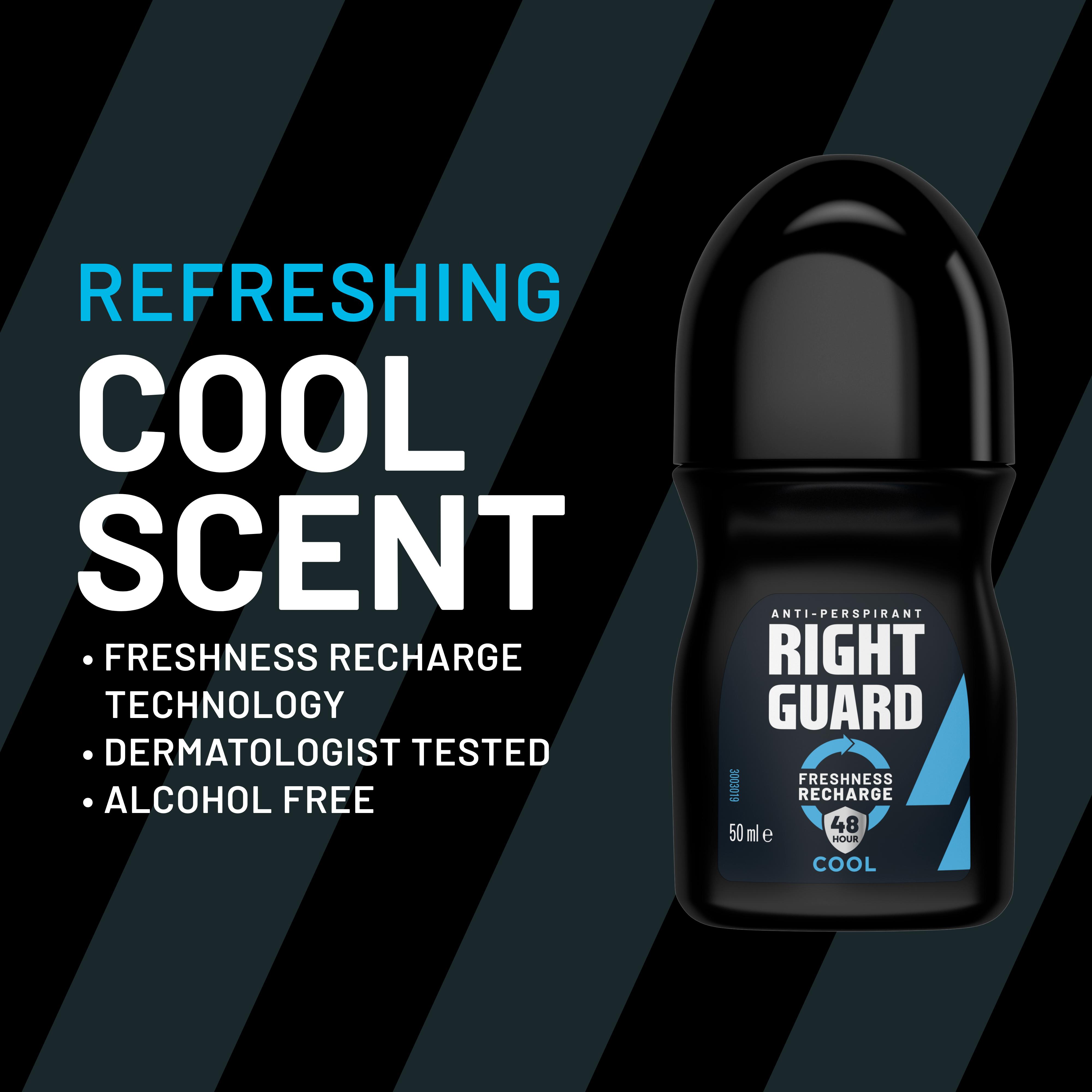 Right Guard 50ml Men 48h Cool Antiperspirant Deodorant Roll On thumbnail 4
