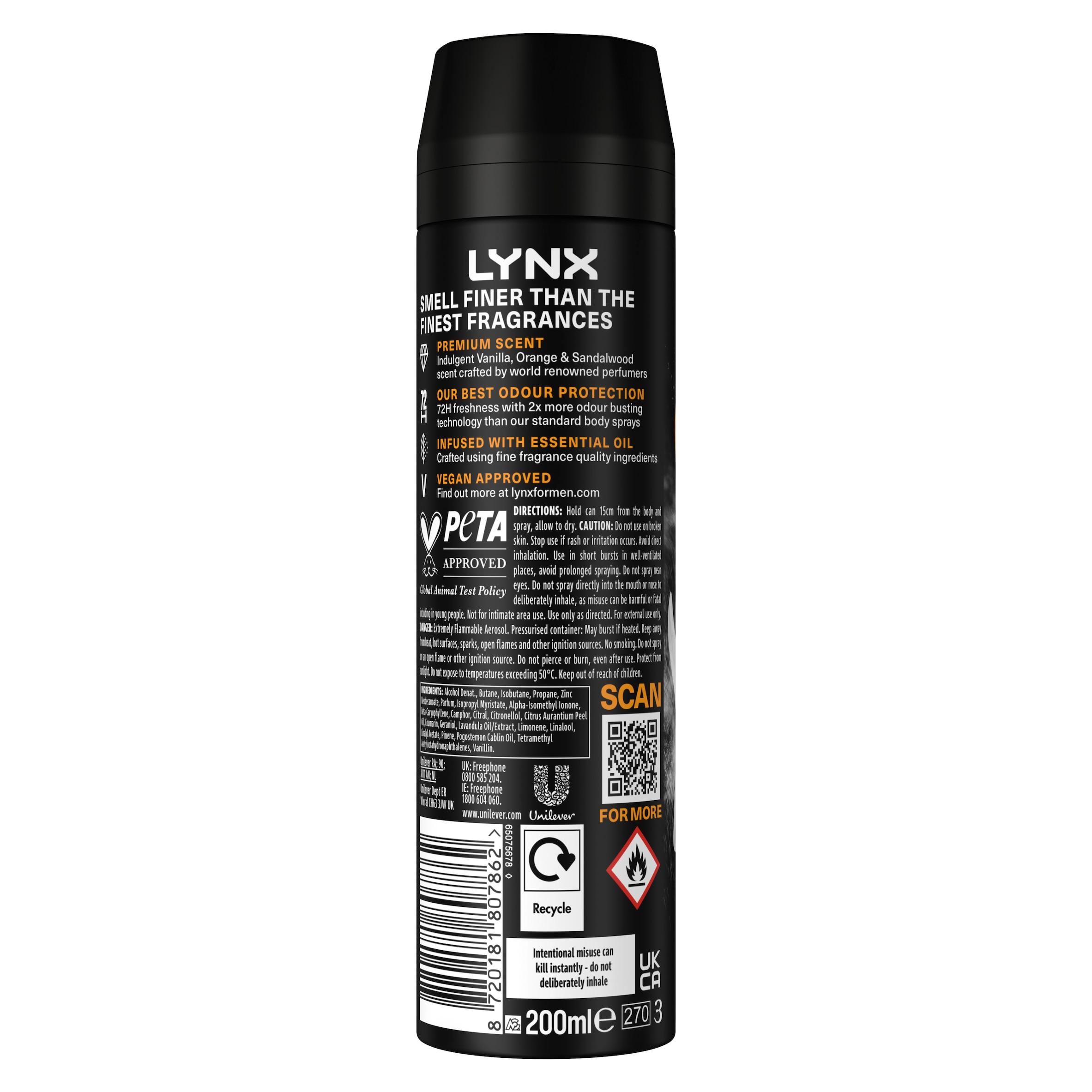 Lynx 200ml Fine Fragrance Collection Black Vanilla Premium Body Spray thumbnail 6