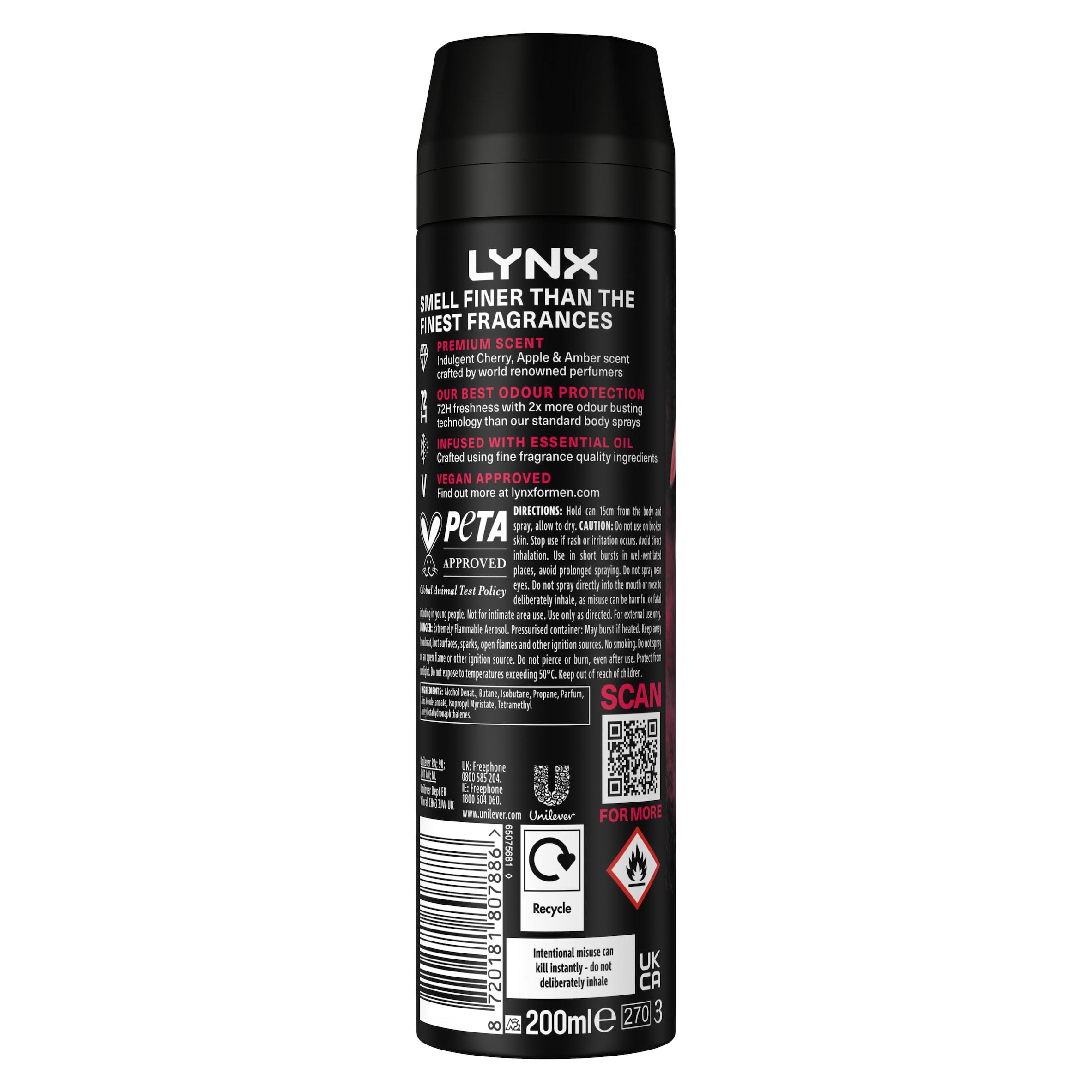 Lynx 200ml Fine Fragrance Collection Cherry Spritz Premium Body Spray thumbnail 6