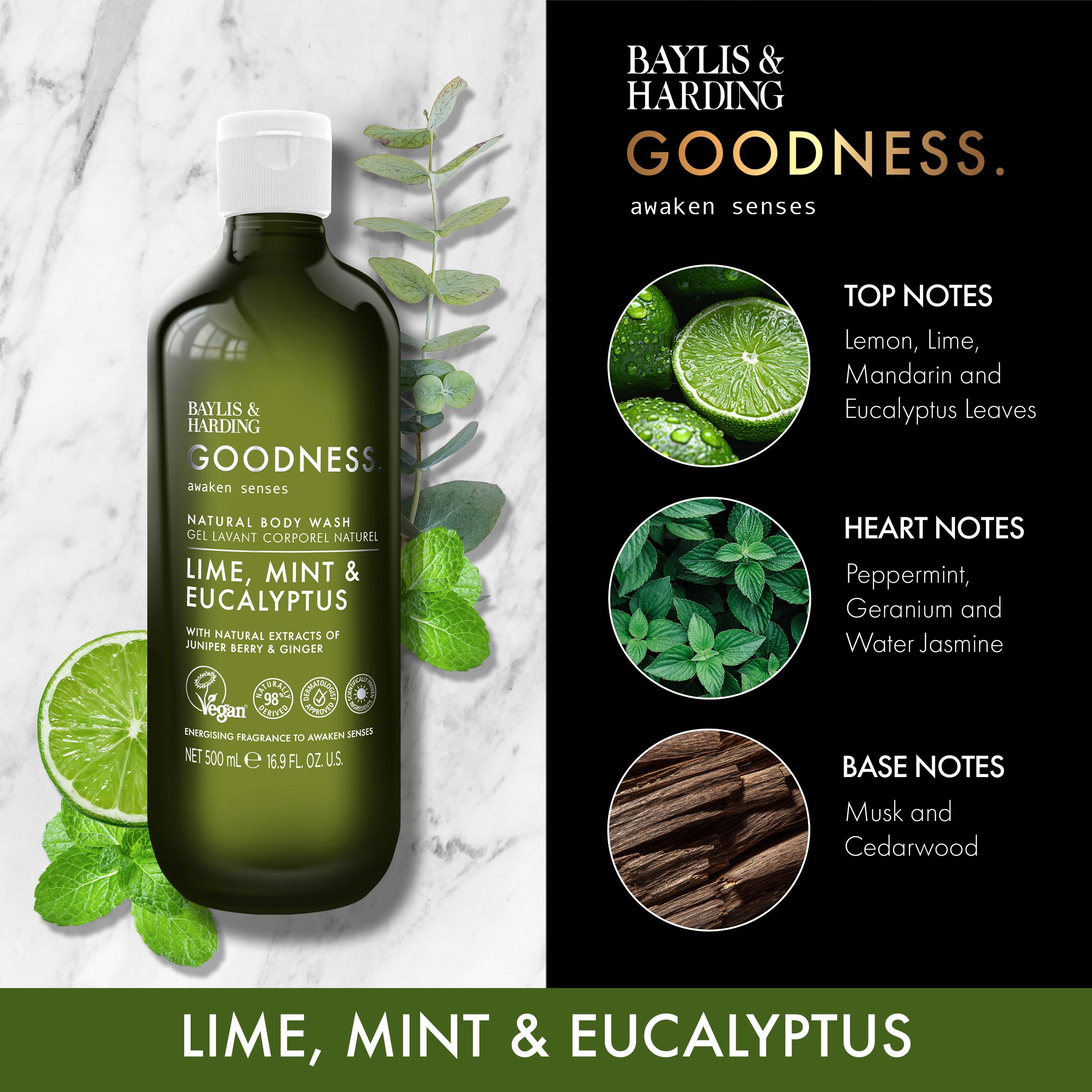 Baylis & Harding 500ml Goodness Awaken Lime, Mint & Eucalyptus Body Wash thumbnail 4