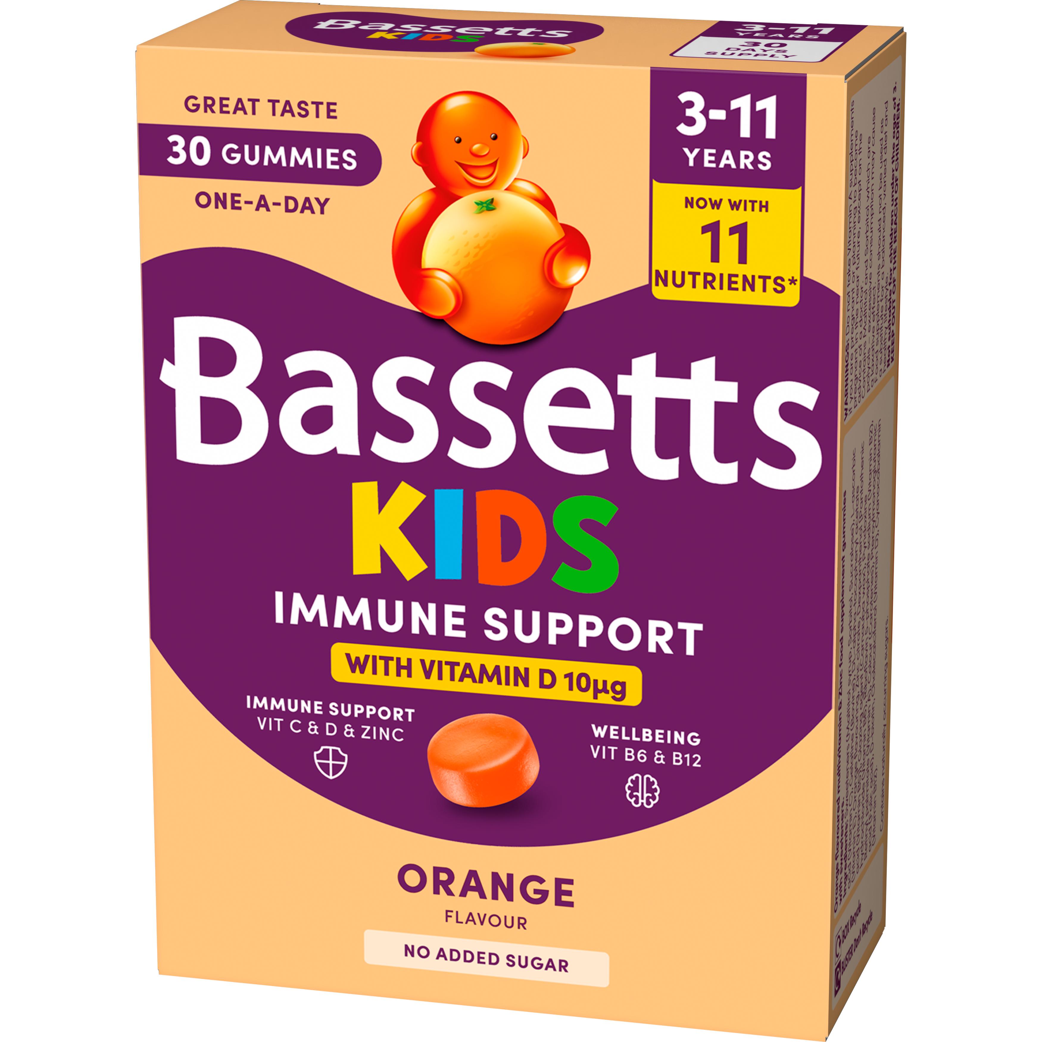Bassetts 30 x Orange Flavour 3 to 11 Years Immune Support One a Day Kids Gummies thumbnail 3