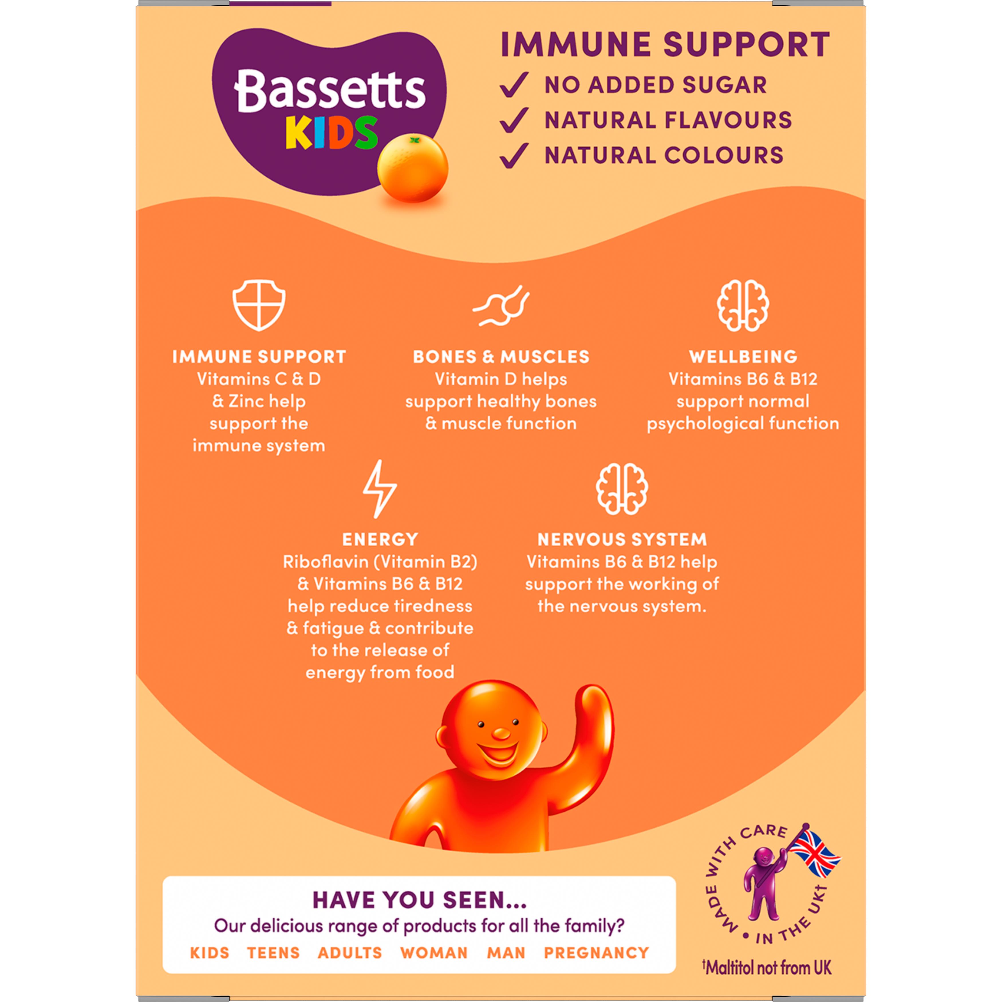 Bassetts 30 x Orange Flavour 3 to 11 Years Immune Support One a Day Kids Gummies thumbnail 4