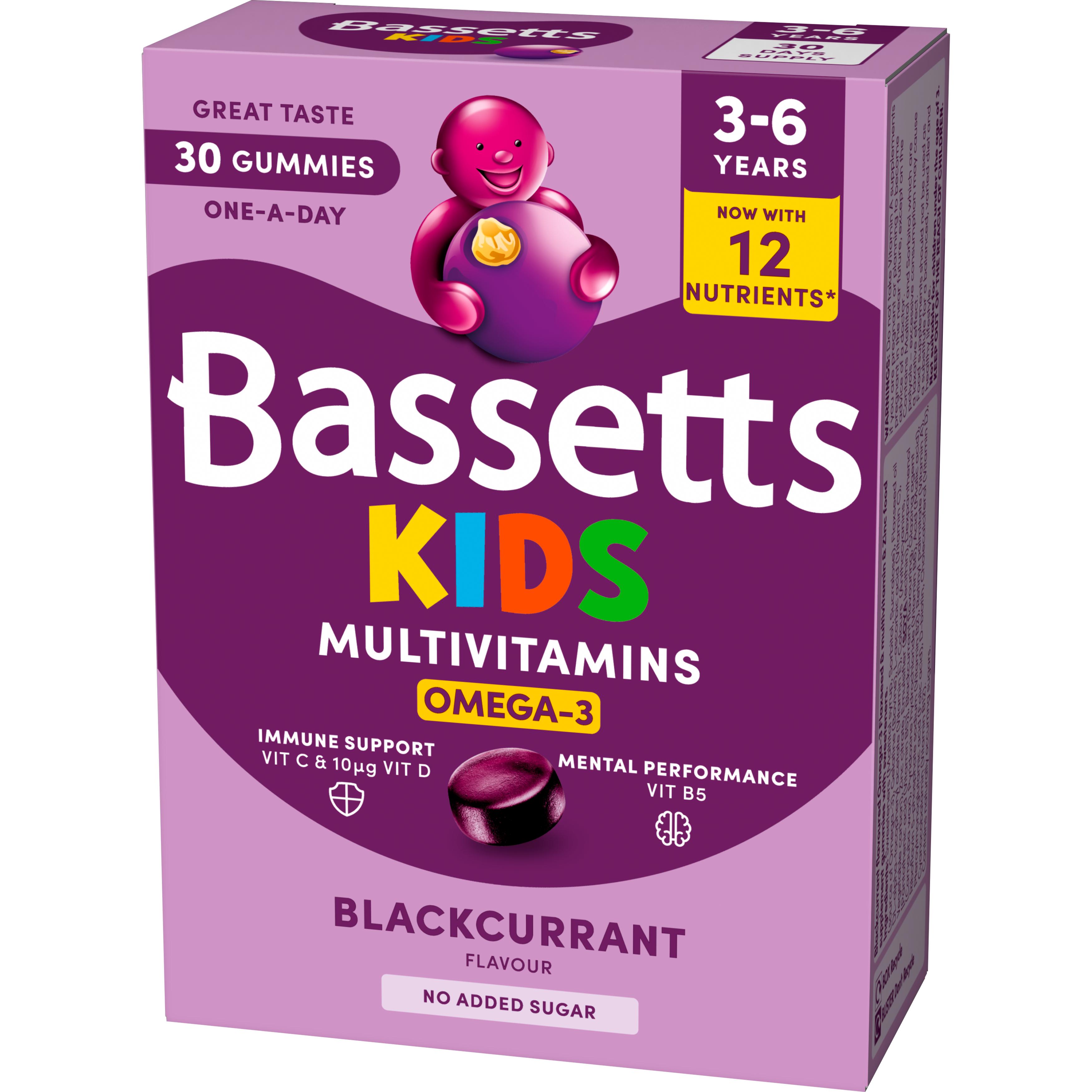 Bassetts 30 x Omega 3 Blackcurrant Flavour 3 to 6 Years Kids Multivitamin Gummies thumbnail 4