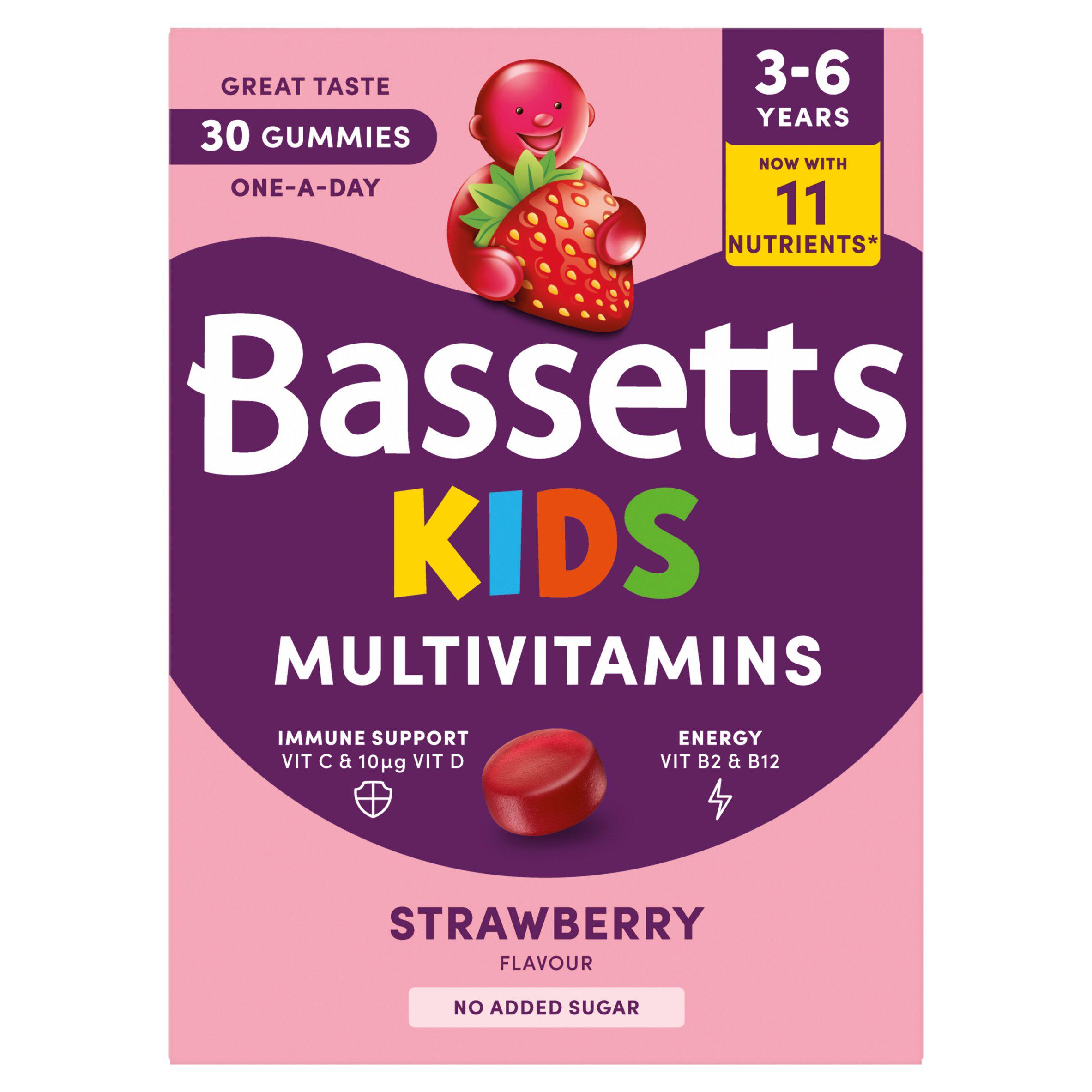 Bassetts 30 x Strawberry Flavour 3 to 6 Years One a Day Kids Multivitamin Gummies