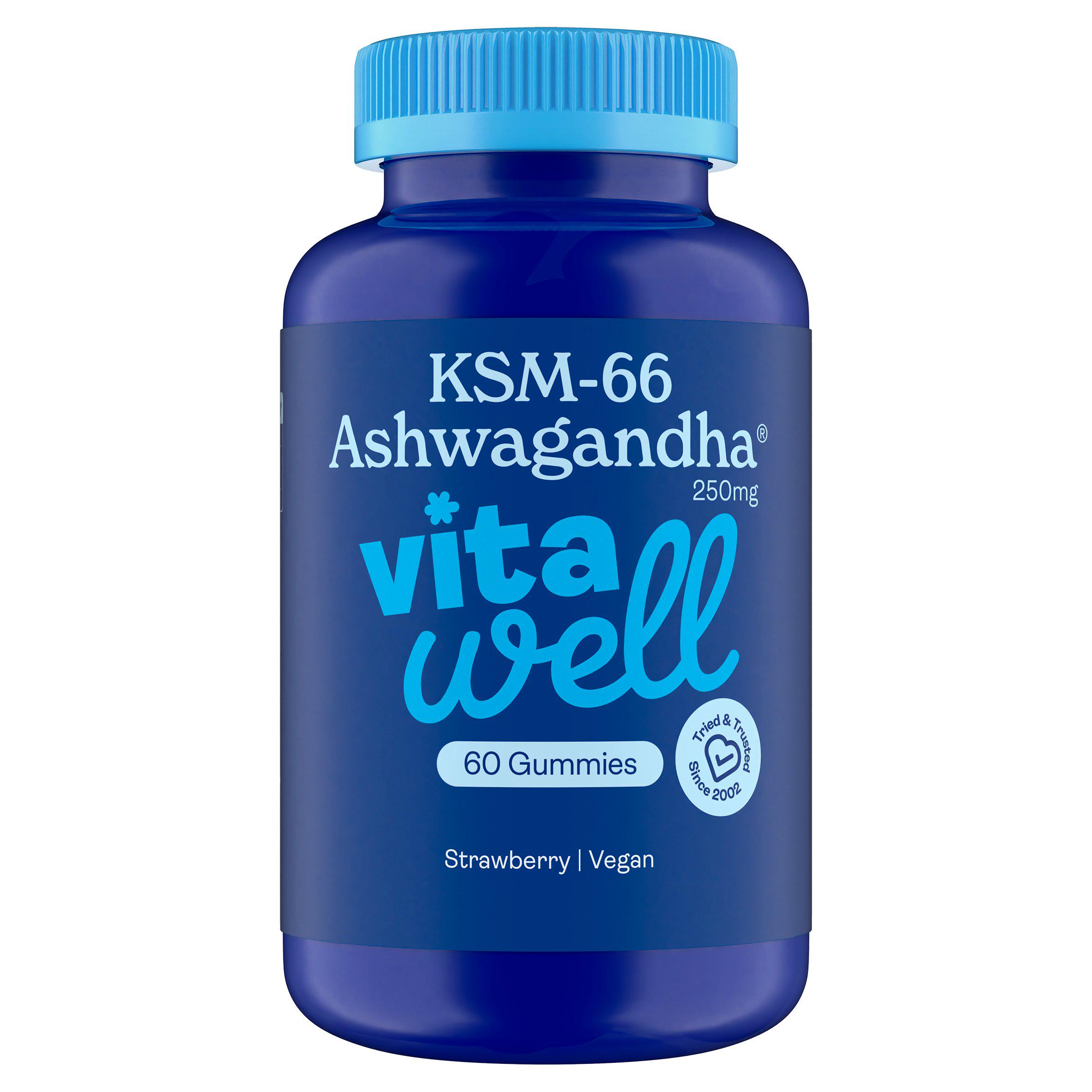 Vitawell 60 x 250mg KSM 66 Ashwagandha Strawberry Gummies