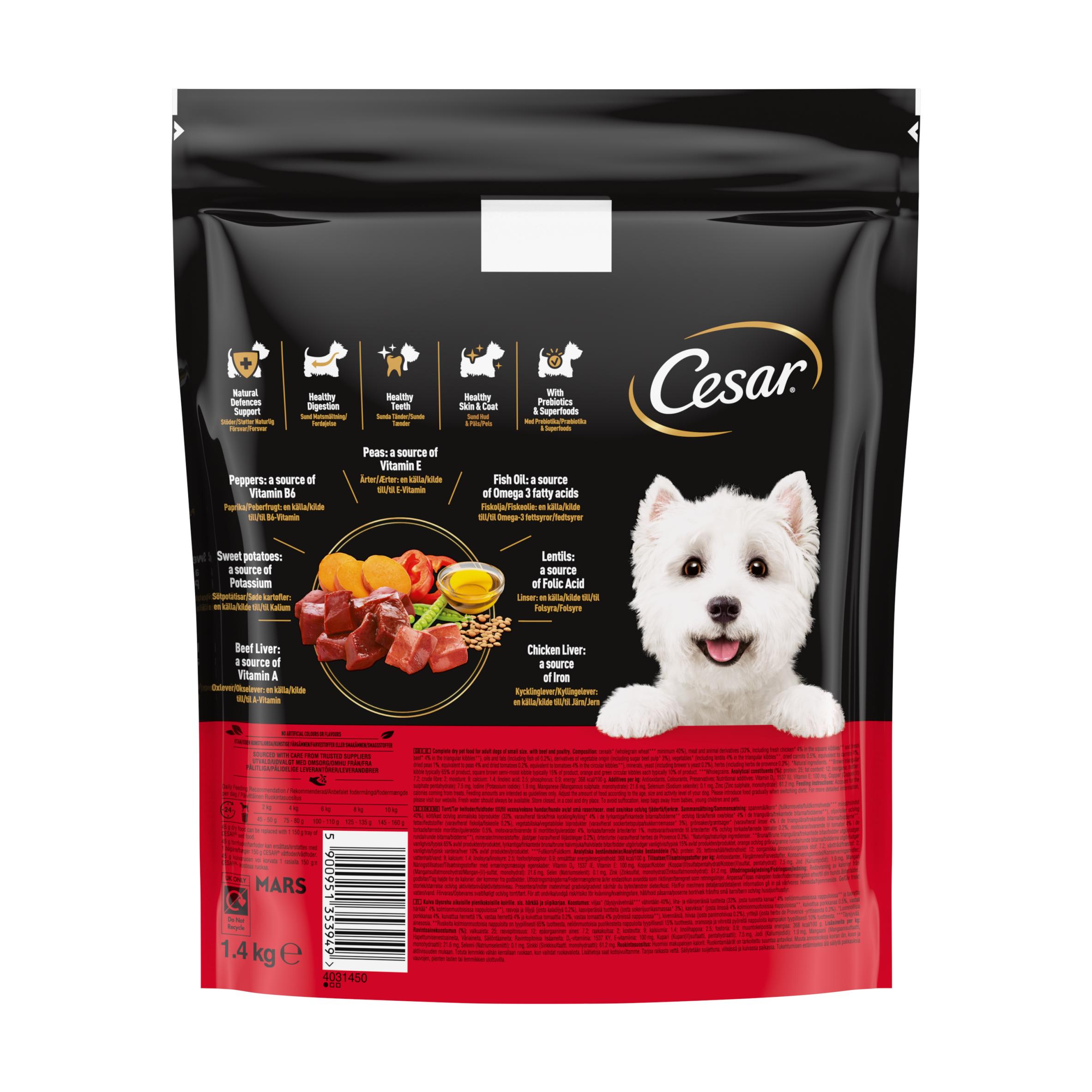 Cesar 1.4kg Fresh Beef, Poultry & Vegetables Adult Dry Dog Food thumbnail 6