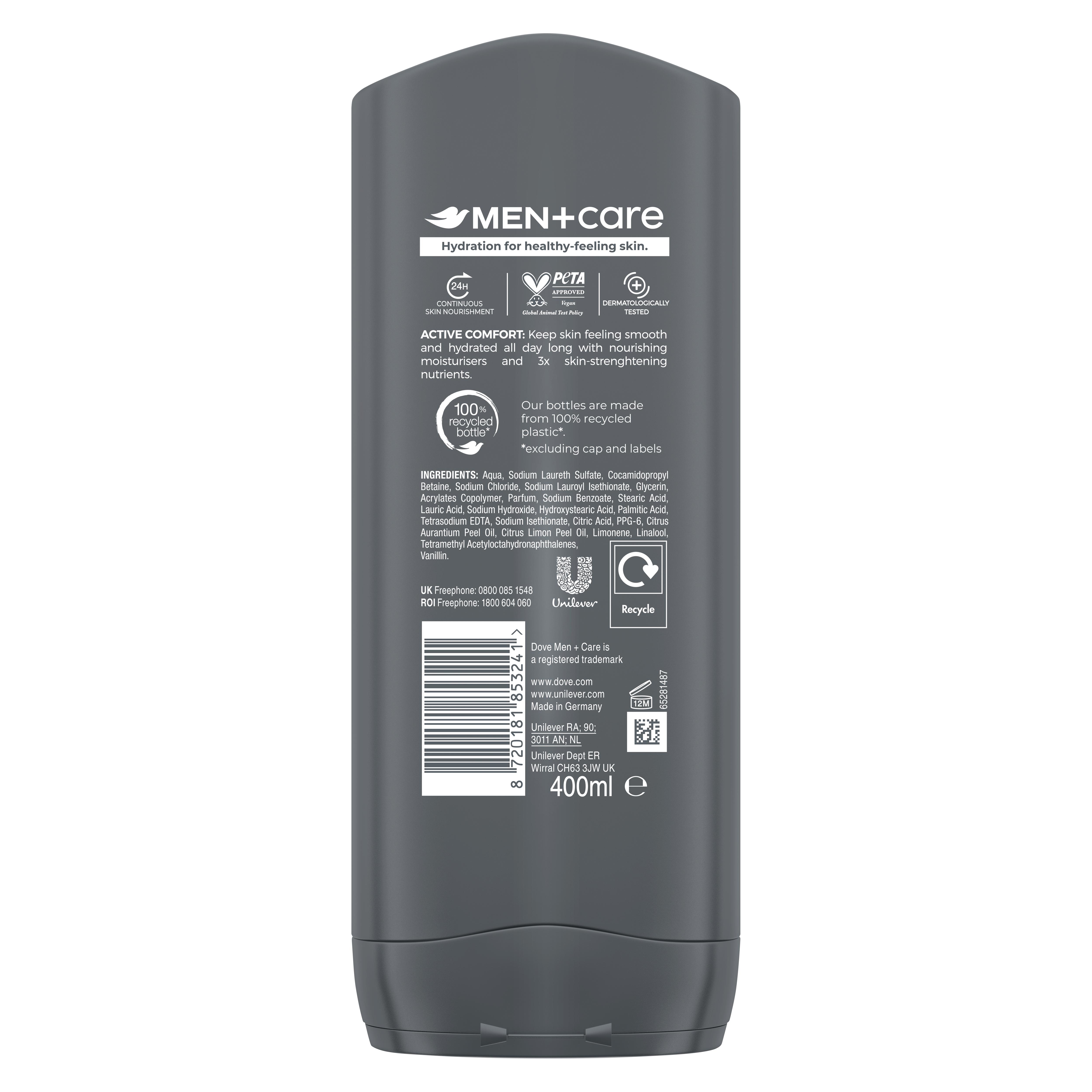 Dove Men+Care 400ml Active Comfort 3 in 1 Hair, Face & Body Wash, FIFA Limited Collection thumbnail 6