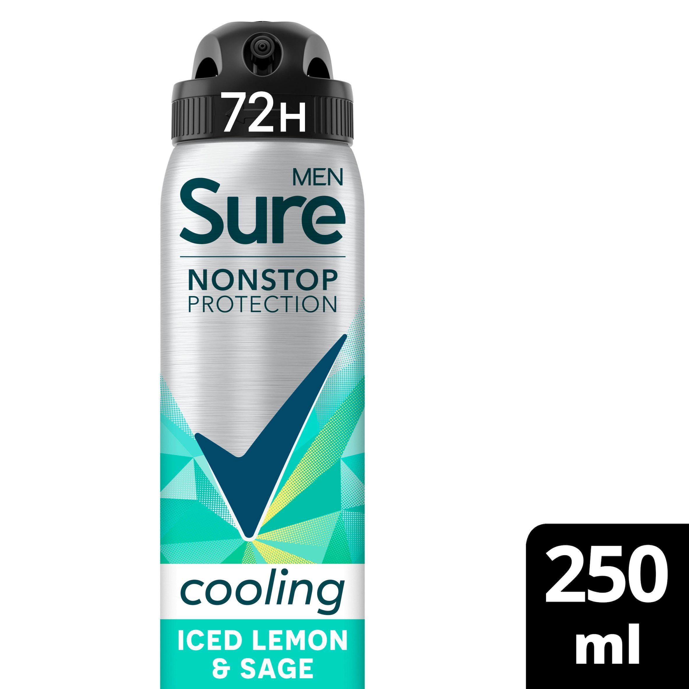 Sure Men 250ml Nonstop Protection Iced Lemon & Sage Antiperspirant Aerosol Deodorant Spray