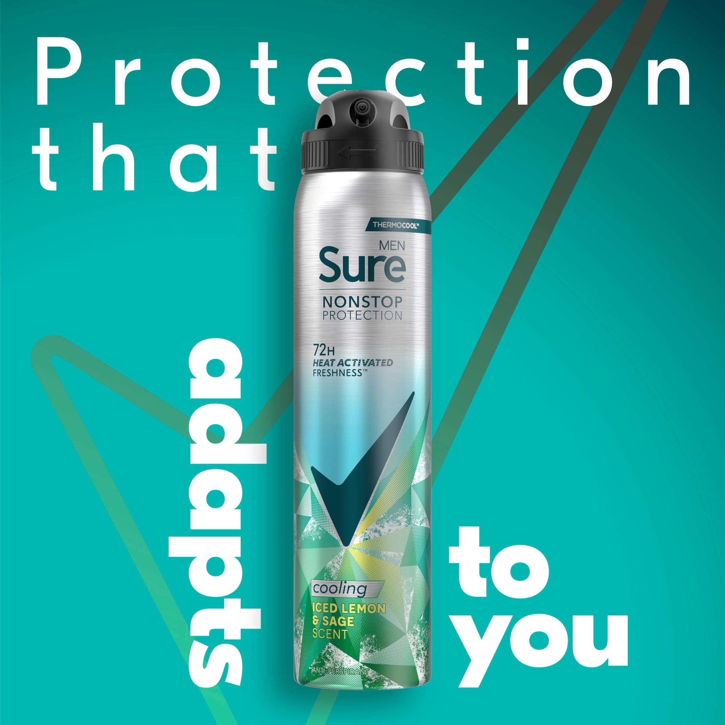 Sure Men 250ml Nonstop Protection Iced Lemon & Sage Antiperspirant Aerosol Deodorant Spray thumbnail 2