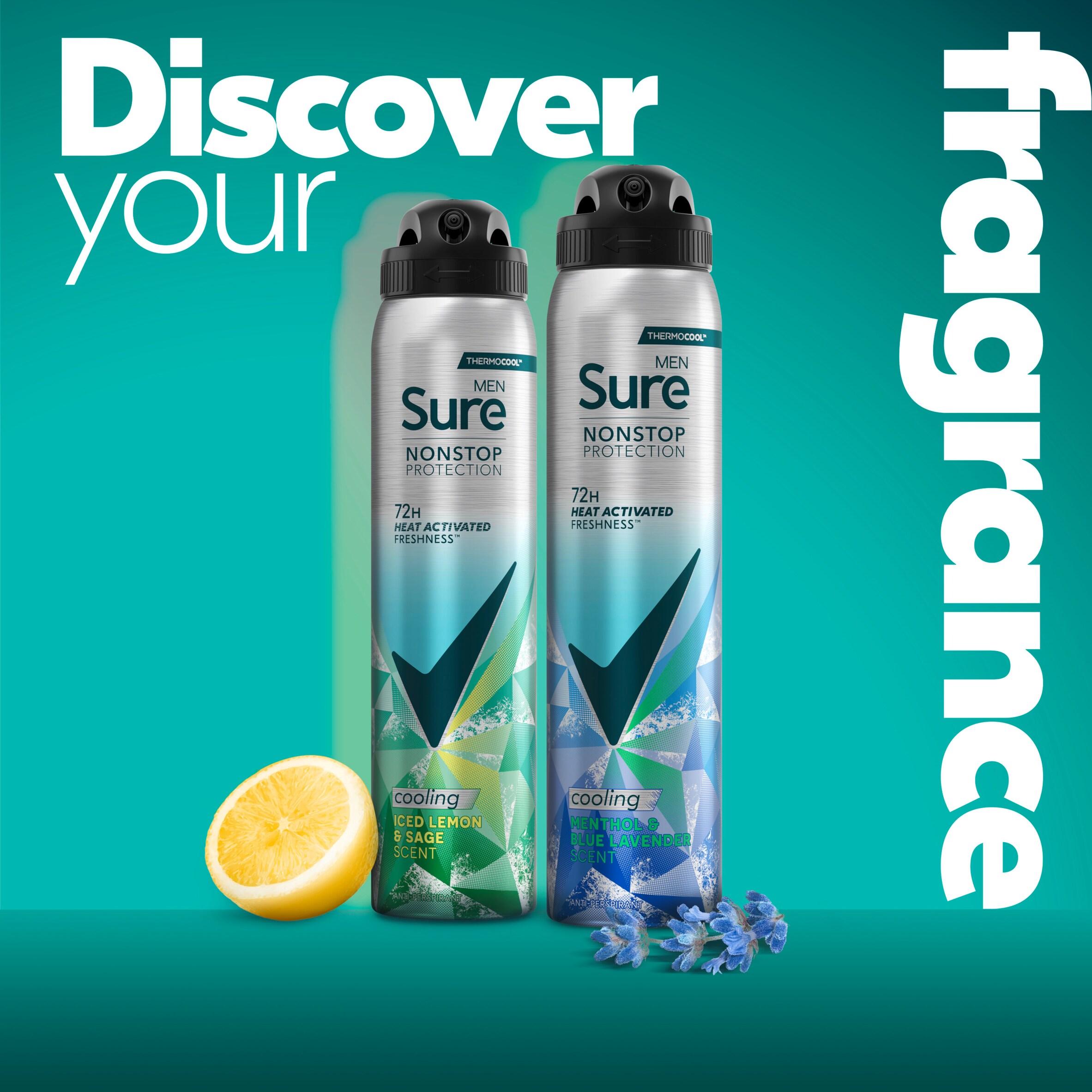 Sure Men 250ml Nonstop Protection Menthol & Blue Lavender Antiperspirant Aerosol Deodorant Spray thumbnail 5