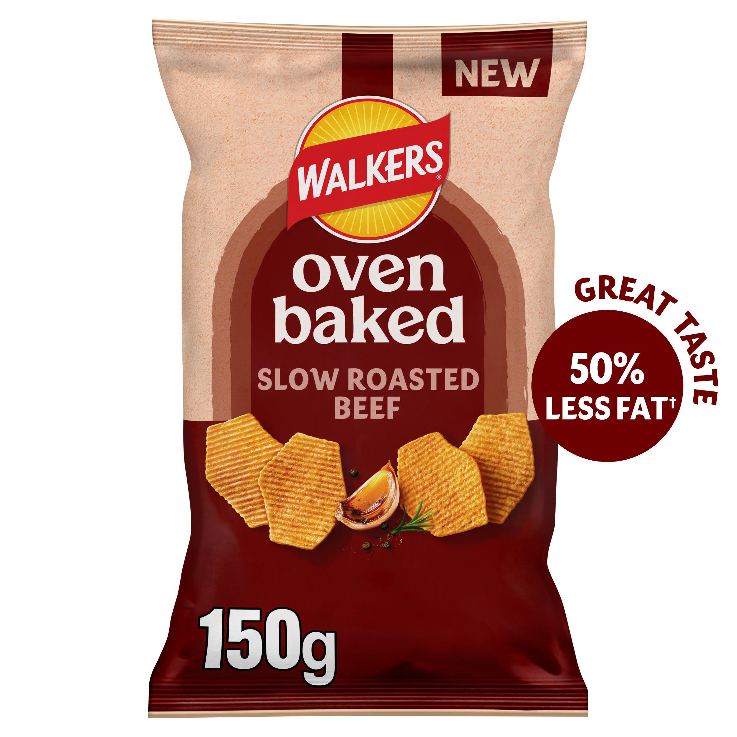Walkers 150g Oven Baked Crisps Roasted Beef Snacks