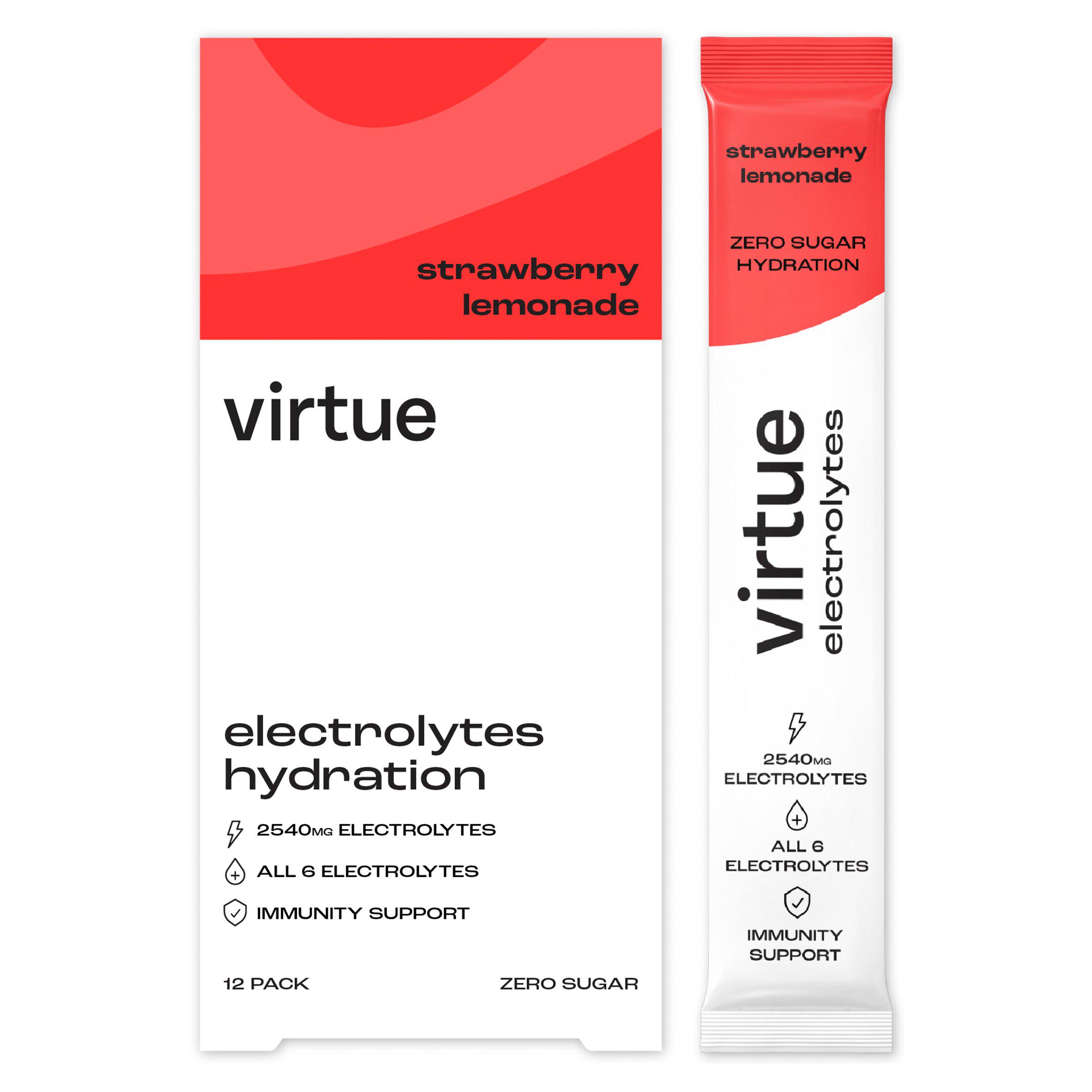 Virtue 12 x 4.8g Strawberry Lemonade Electrolytes Hydration Sachets