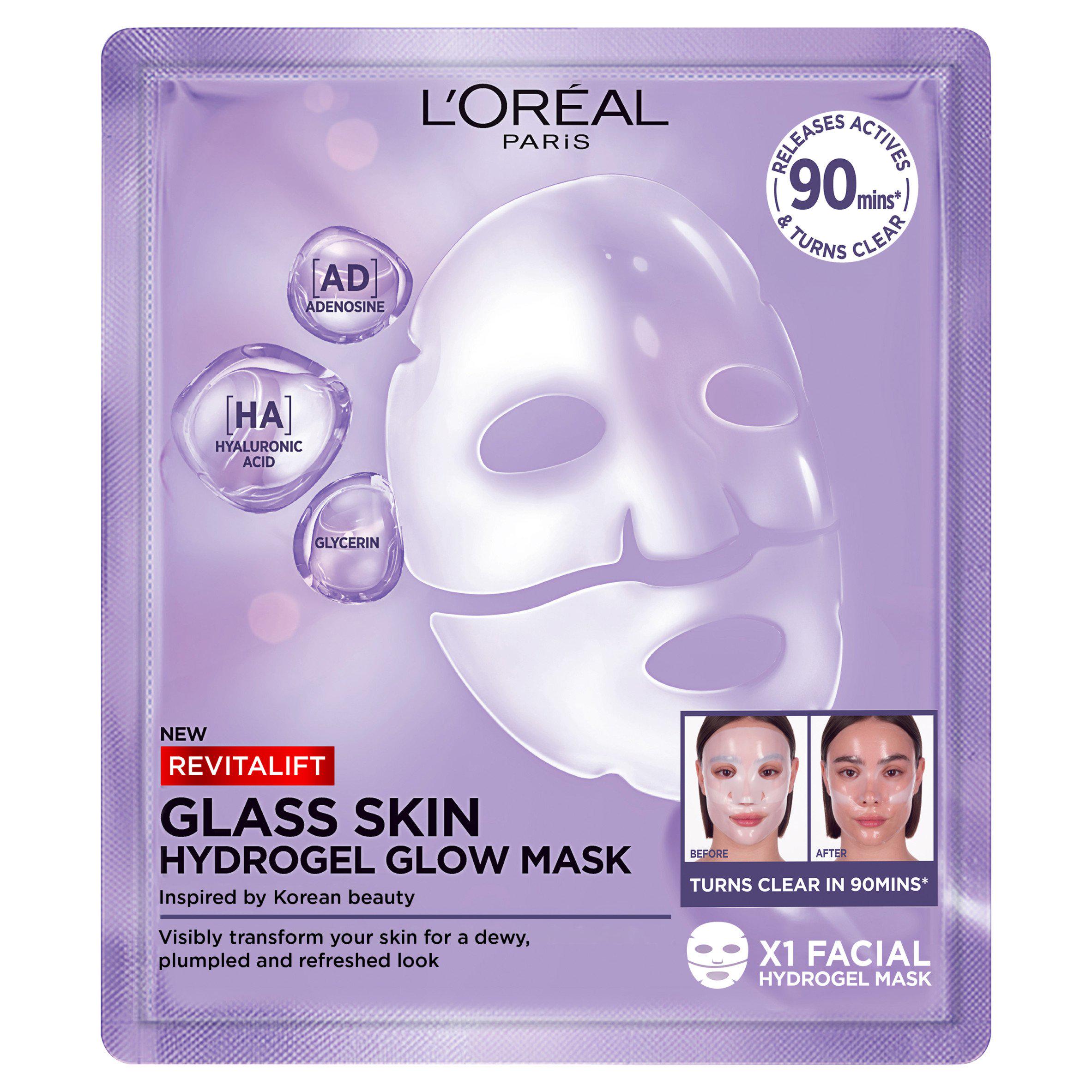 L'Oréal Paris Revitalift Glass Skin Hydrogel Glow Korean Skincare Inspired Face Mask
