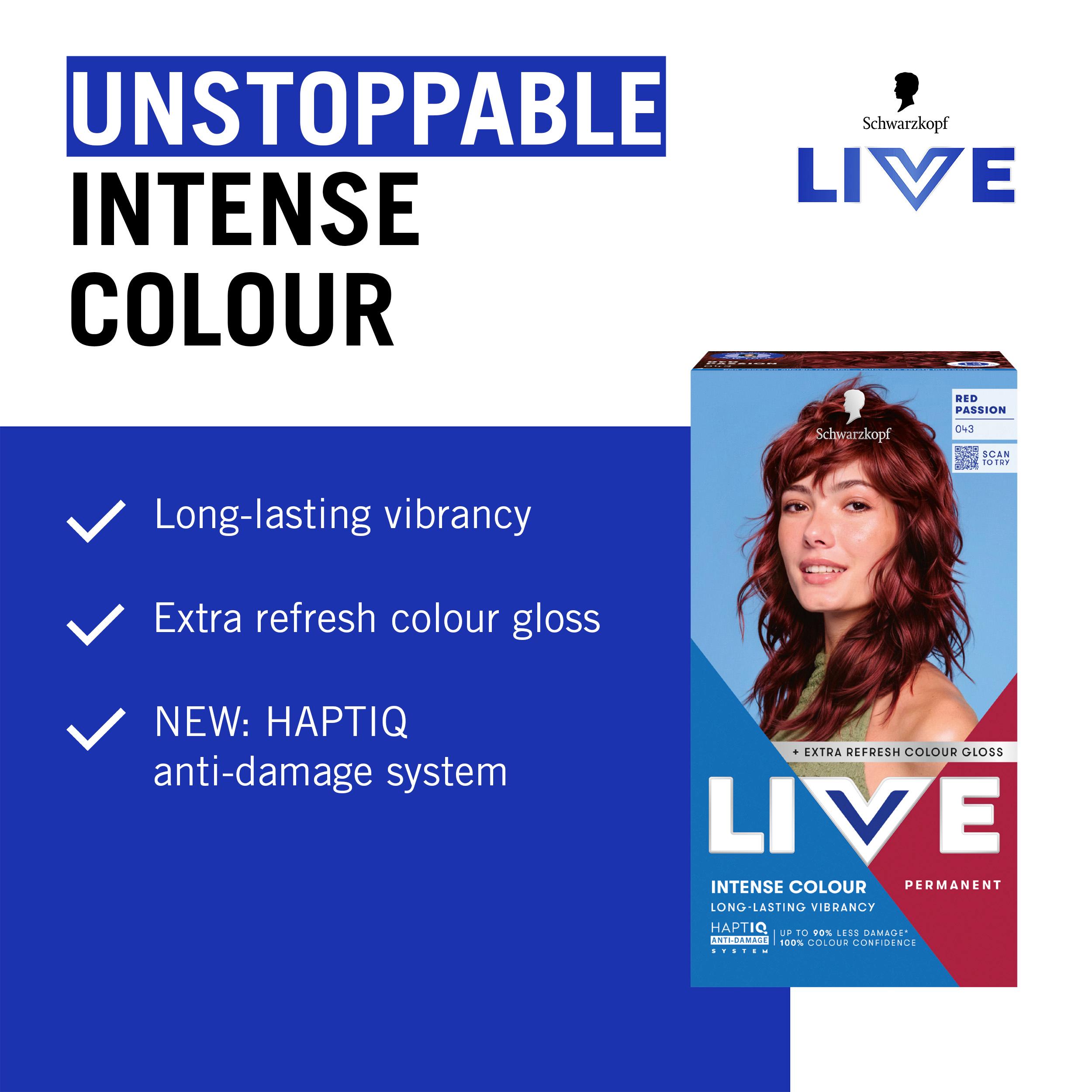 Schwarzkopf 043 Red Passion Live Intense Colour Permanent Hair Dye thumbnail 3