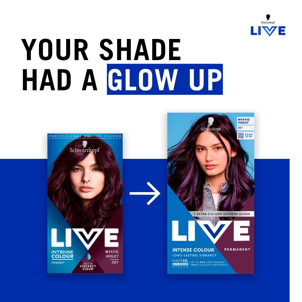 Schwarzkopf 087 Mystic Violet Live Intense Colour Permanent Hair Dye thumbnail 2