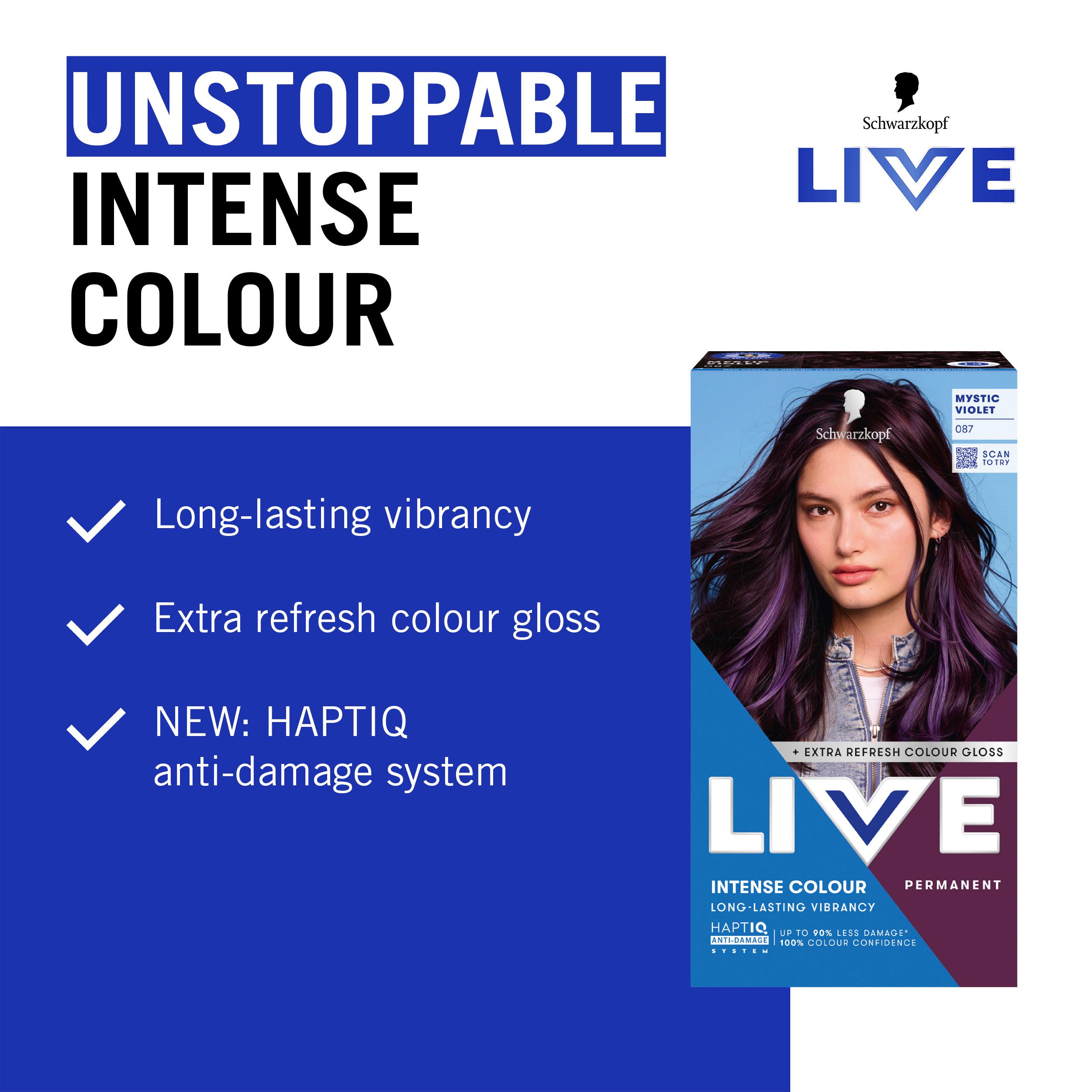 Schwarzkopf 087 Mystic Violet Live Intense Colour Permanent Hair Dye thumbnail 3