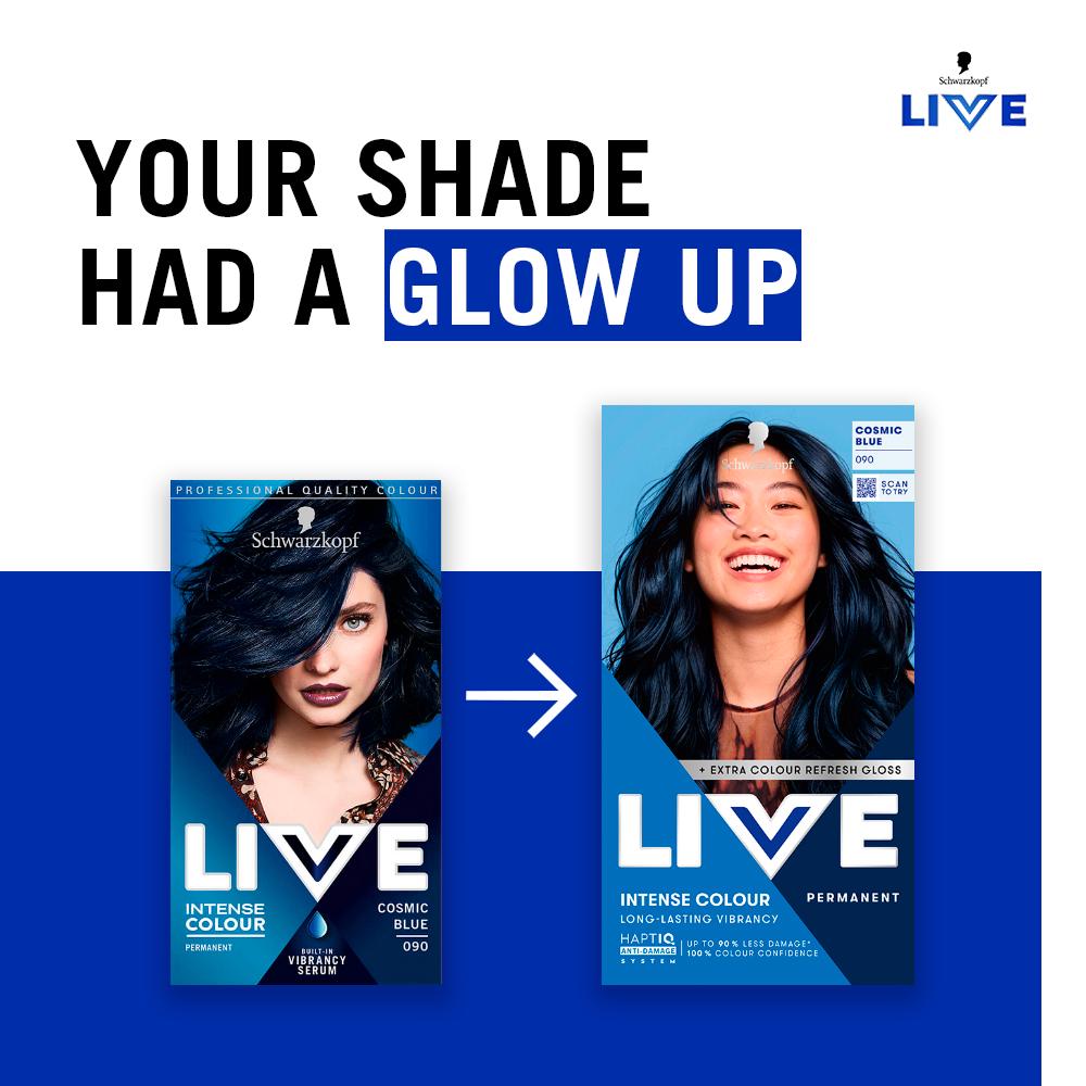 Schwarzkopf 090 Cosmic Blue Live Intense Colour Permanent Hair Dye thumbnail 2