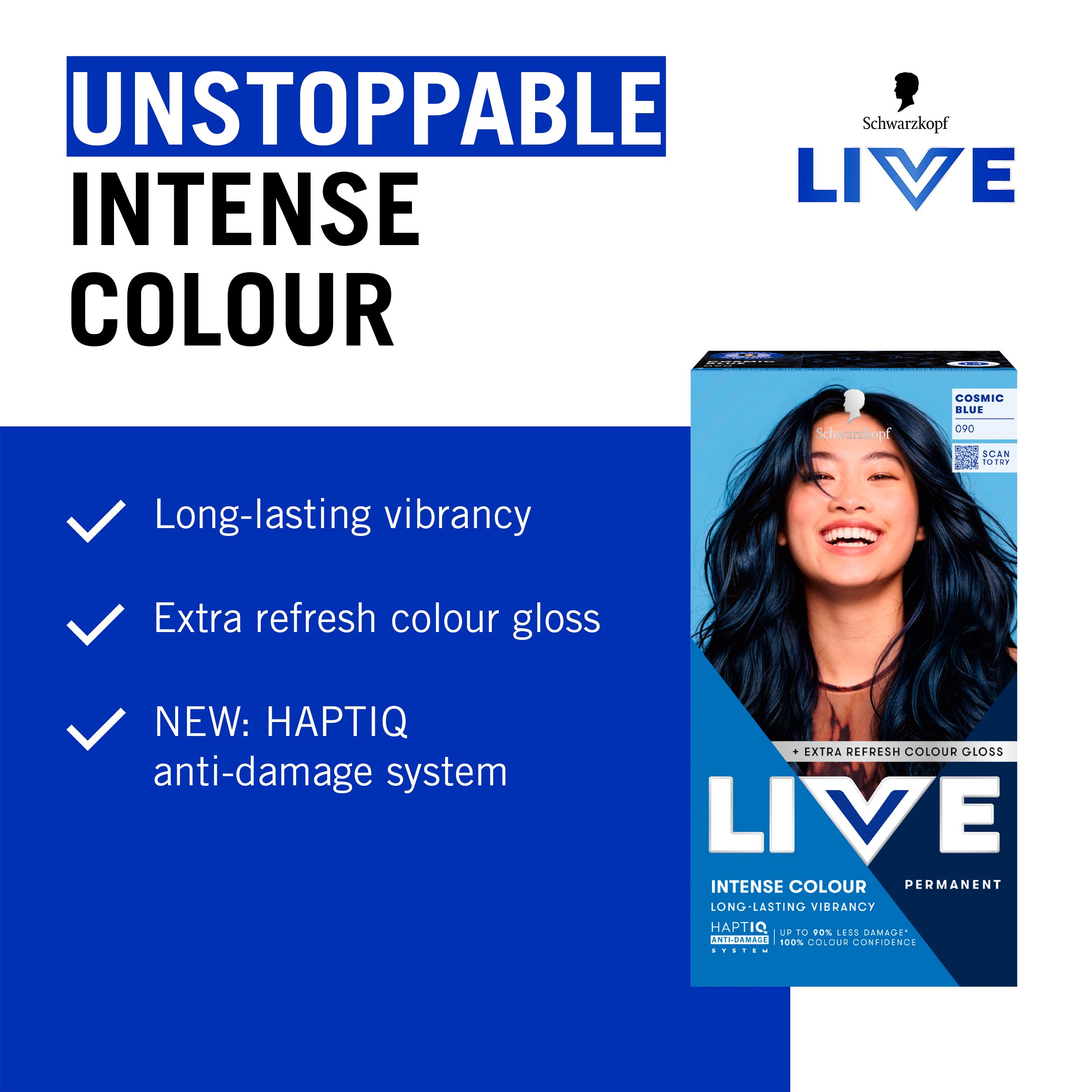 Schwarzkopf 090 Cosmic Blue Live Intense Colour Permanent Hair Dye thumbnail 3