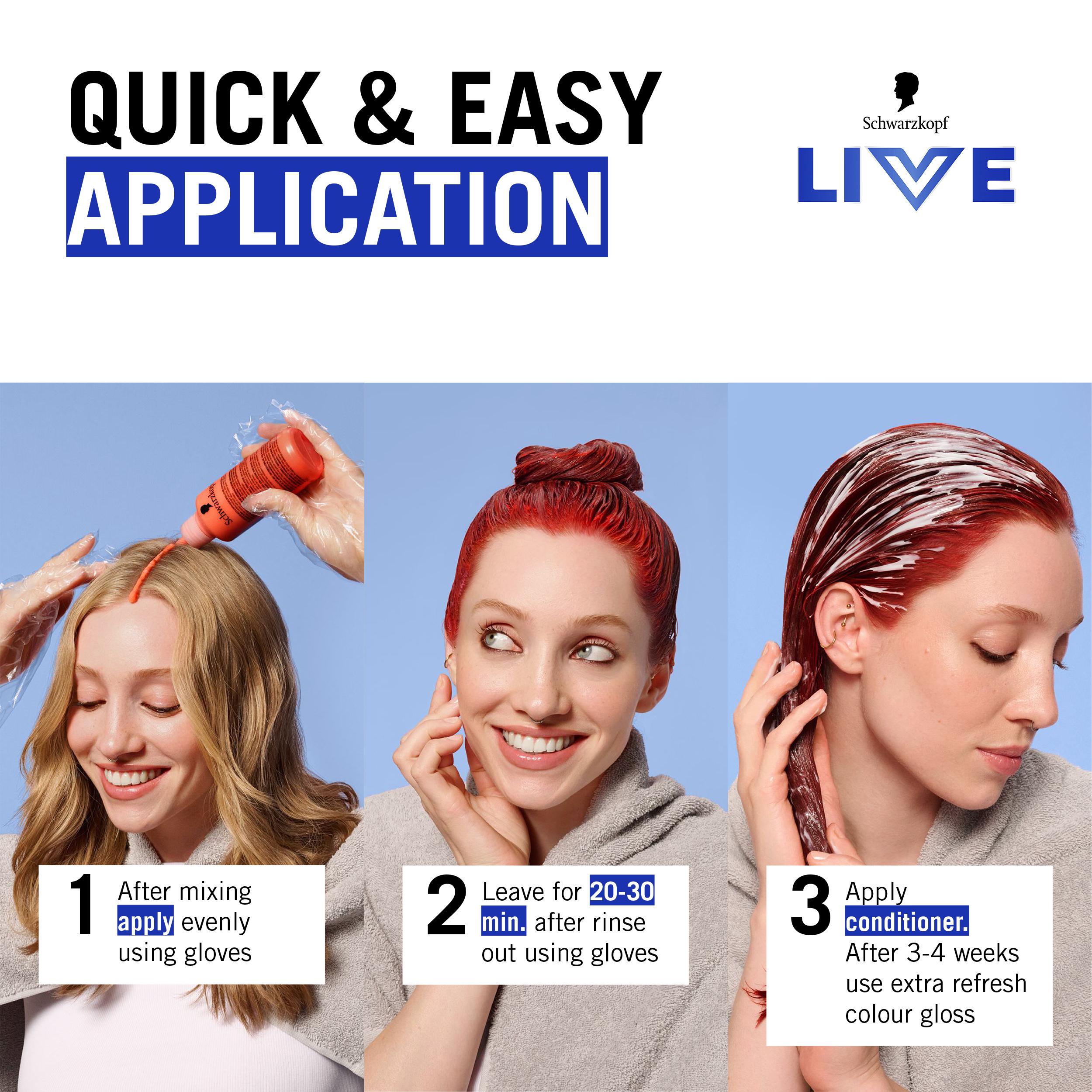 Schwarzkopf 090 Cosmic Blue Live Intense Colour Permanent Hair Dye thumbnail 6