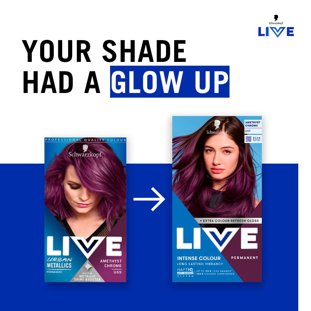 Schwarzkopf Live Intense Colour U69 Amethyst Chrome Permanent Hair Dye thumbnail 2
