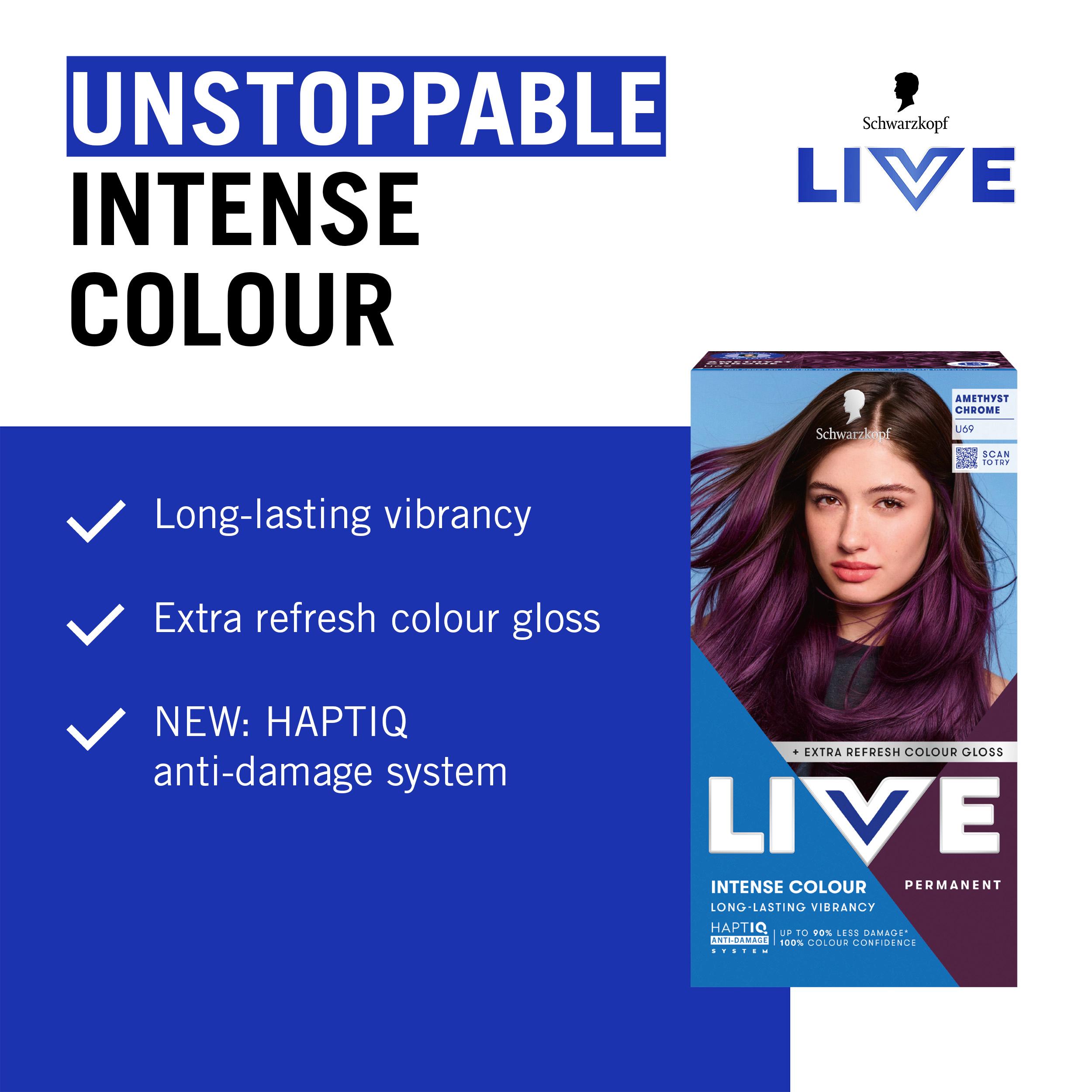 Schwarzkopf Live Intense Colour U69 Amethyst Chrome Permanent Hair Dye thumbnail 3