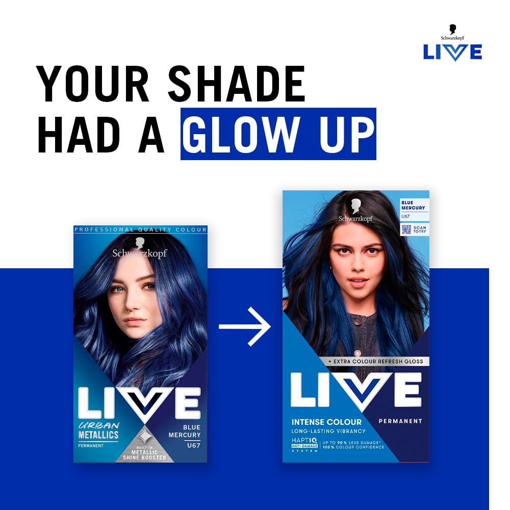 Schwarzkopf Live Intense Colour U67 Blue Mercury Permanent Hair Dye thumbnail 2