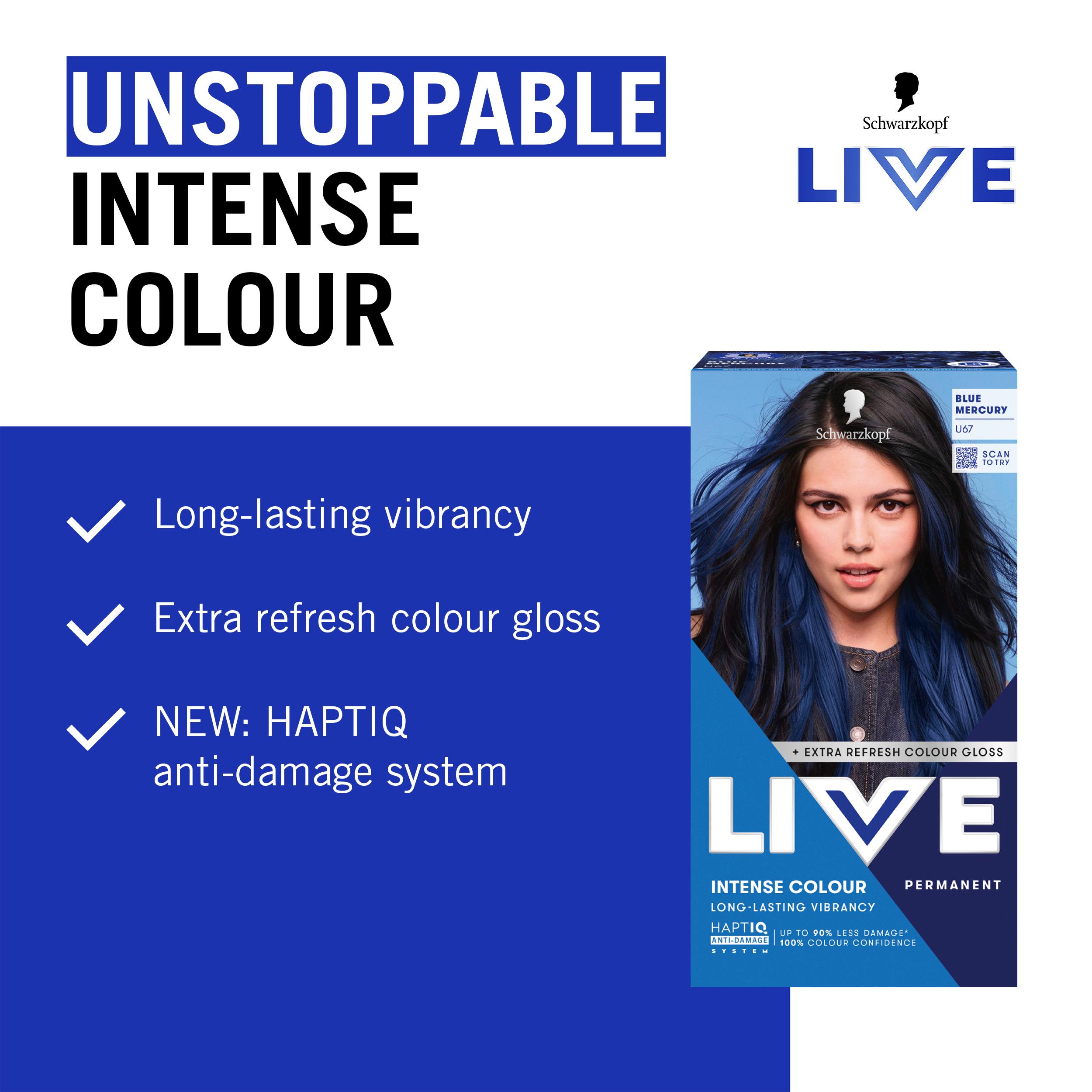Schwarzkopf Live Intense Colour U67 Blue Mercury Permanent Hair Dye thumbnail 3