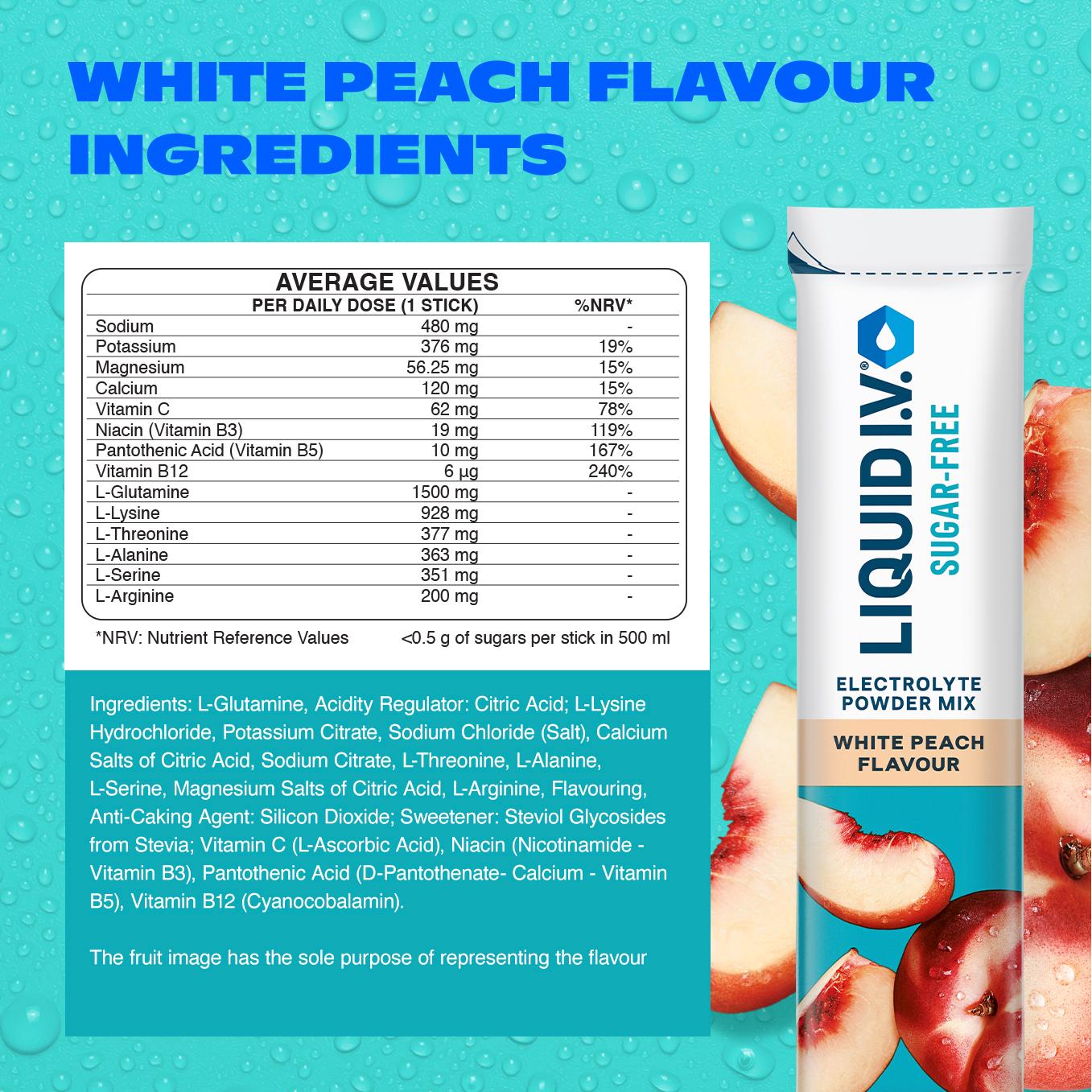 Liquid IV 3 x Sugar Free White Peach Electrolyte Powder Mix Sachets thumbnail 6