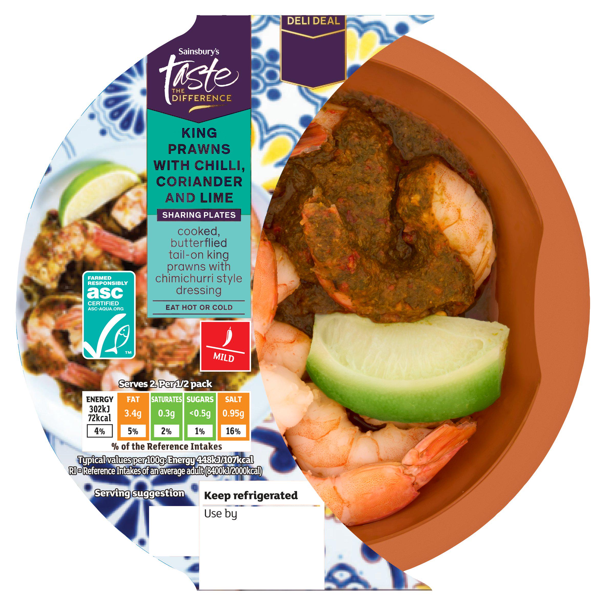 Sainsbury's 135g Chilli, Coriander & Lime King Prawns, Taste the Difference