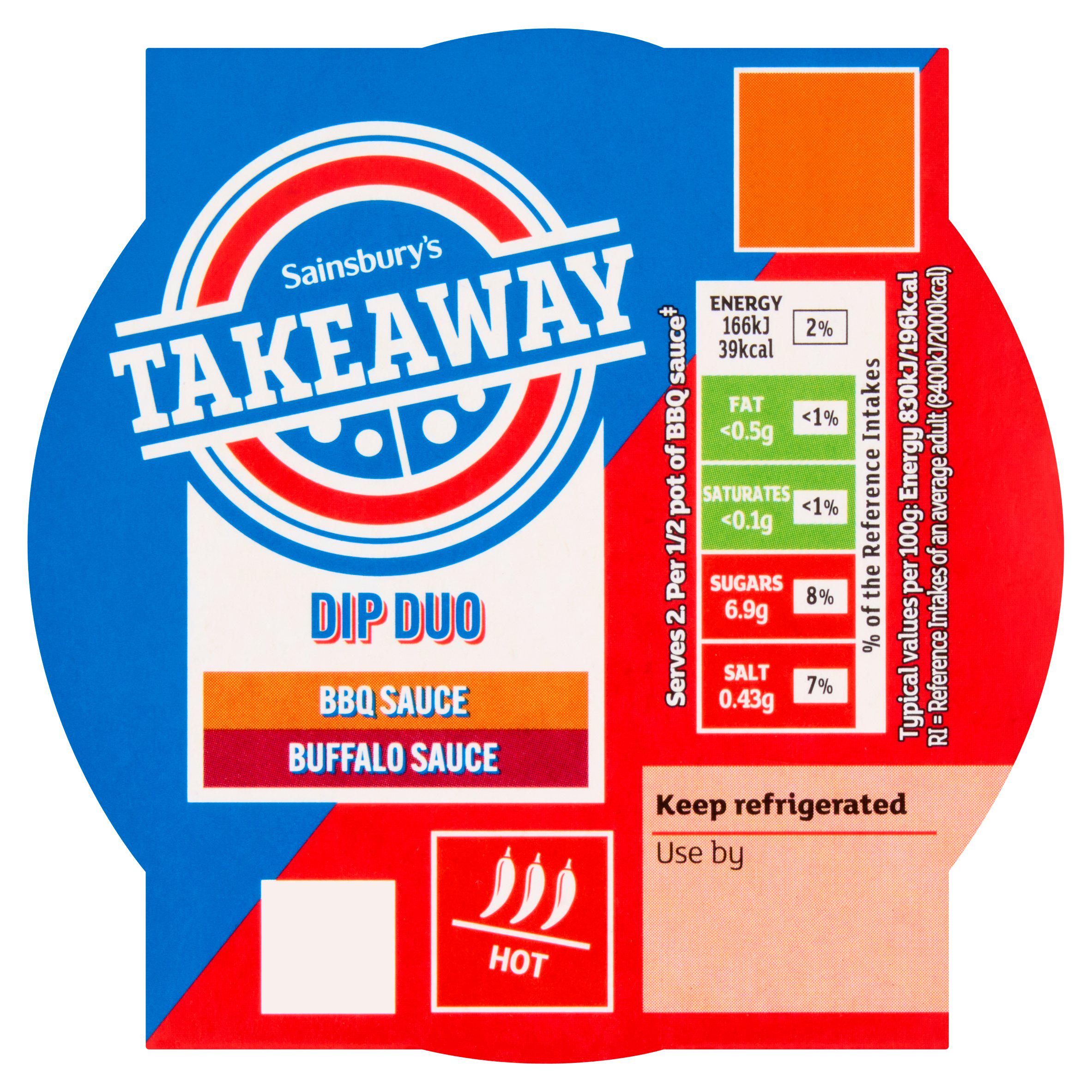 Sainsbury's Takeaway 80g BBQ & Buffalo Sauce Dip Duo