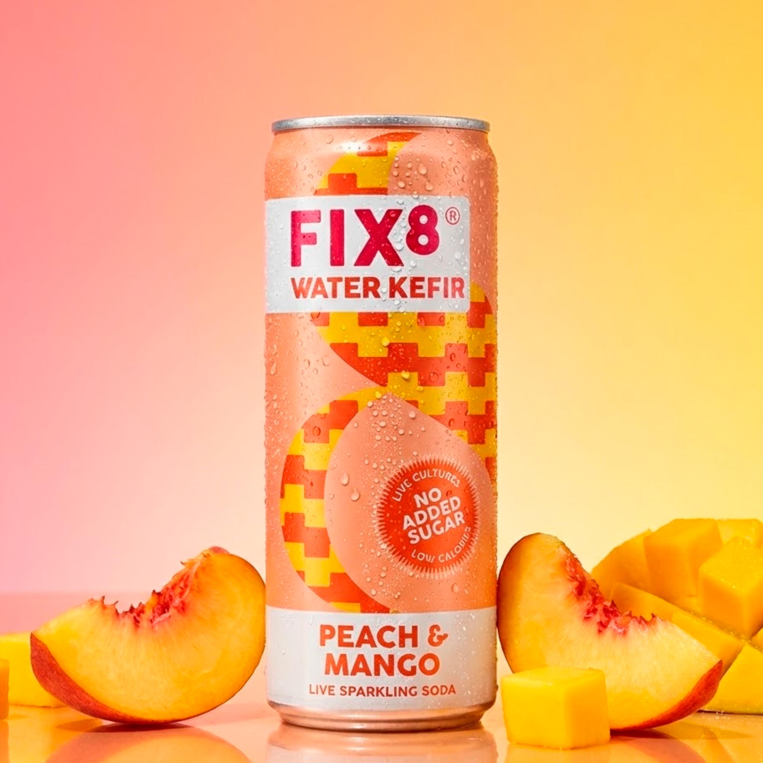 Fix8 Water Kefir Peach & Mango Live Sparkling Soda 4 x 250ml thumbnail 5